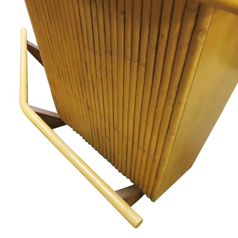 Restored MidCentury Rattan Boomerang Bar with Foot Rest For Sale at