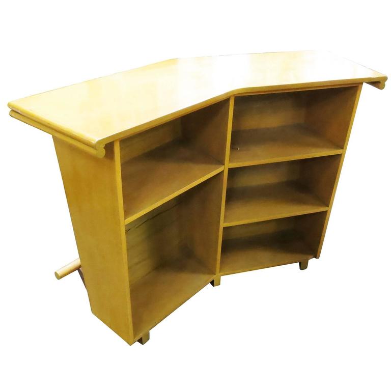 Restored MidCentury Rattan Boomerang Bar with Foot Rest For Sale at