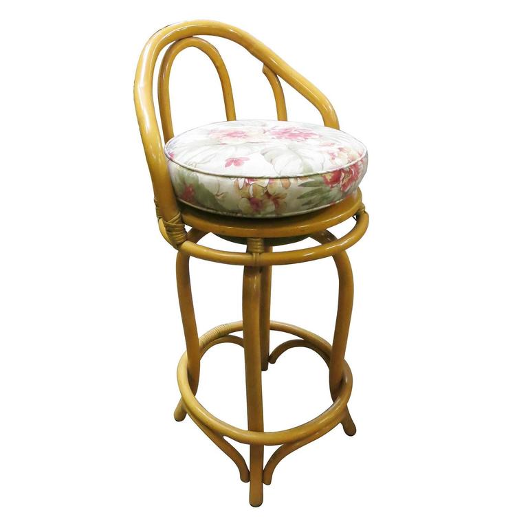 Restored MidCentury Rattan Boomerang Bar with Foot Rest For Sale at