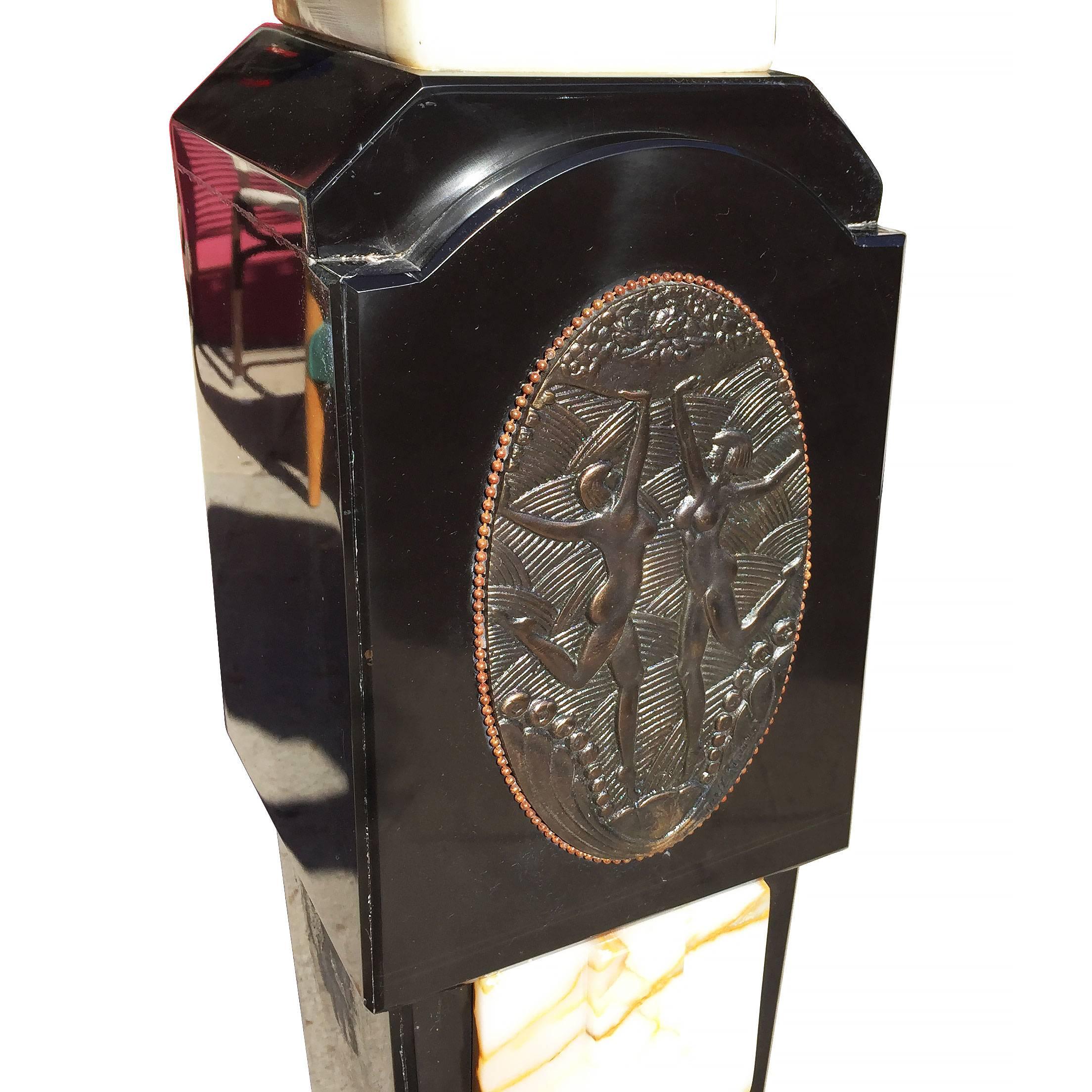 Art Deco Chiparus Style Cast Bronze and Marble Pedestal 1