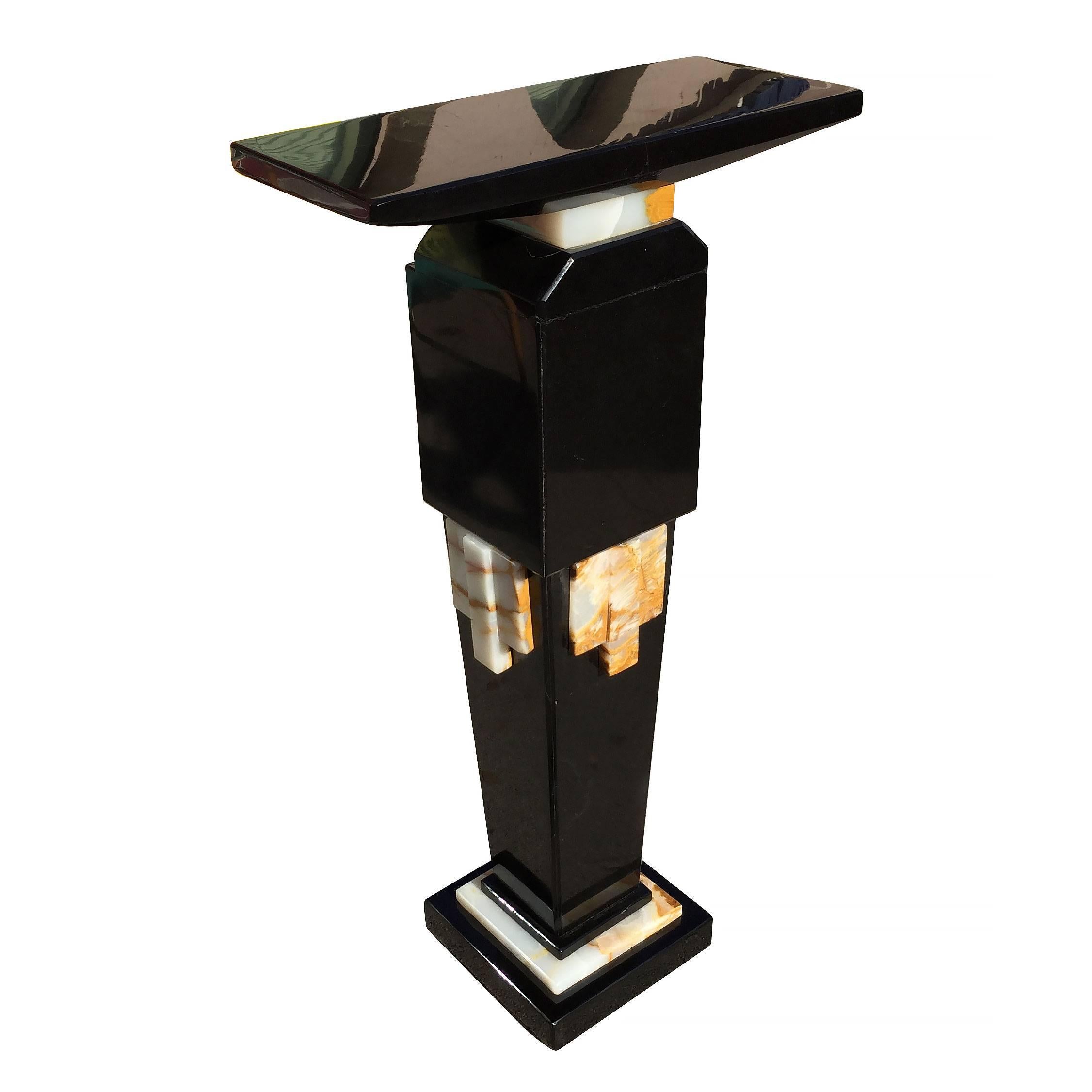 American Art Deco Chiparus Style Cast Bronze and Marble Pedestal