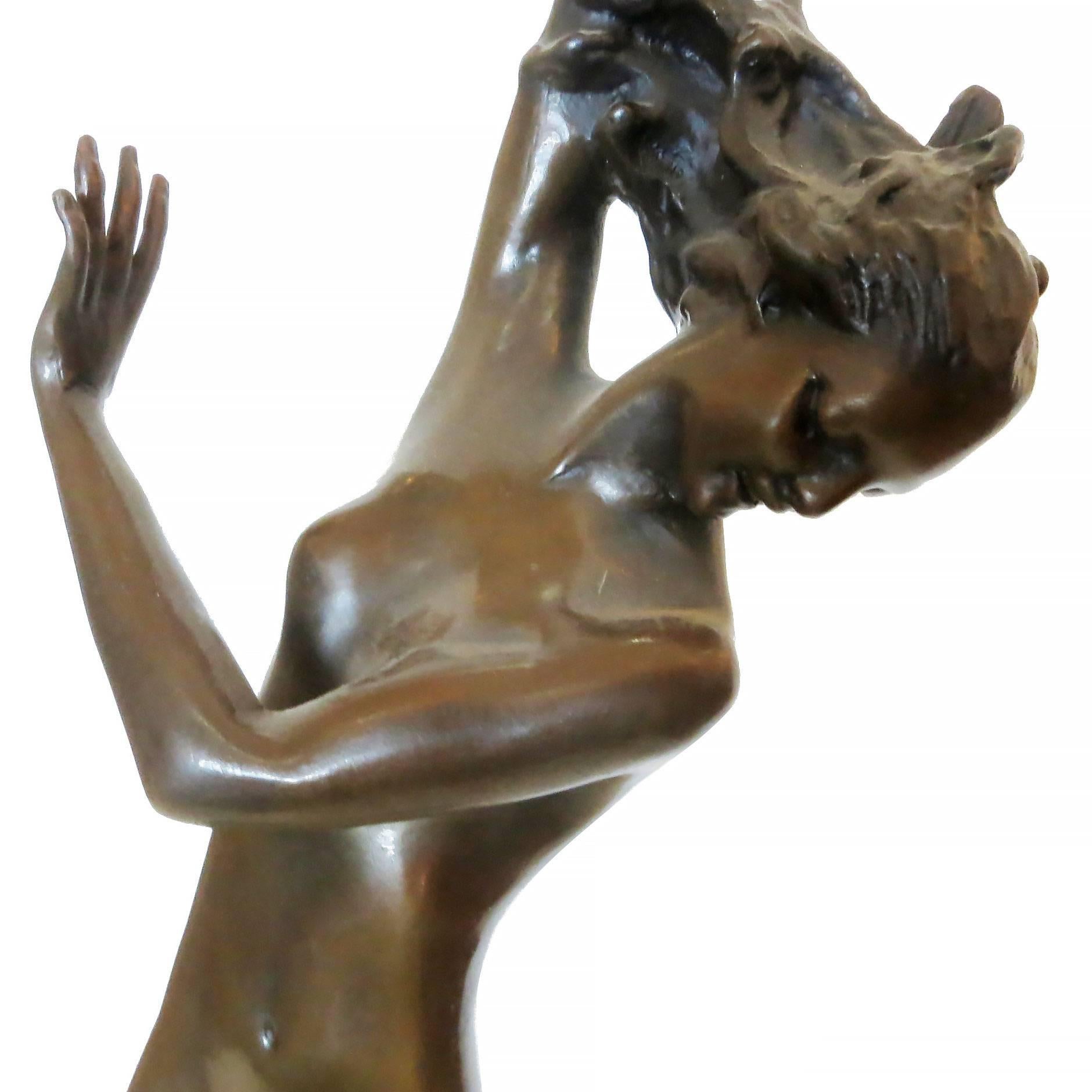 Icart Art Deco Style Bronze Figural Nude Dancer Statue 2
