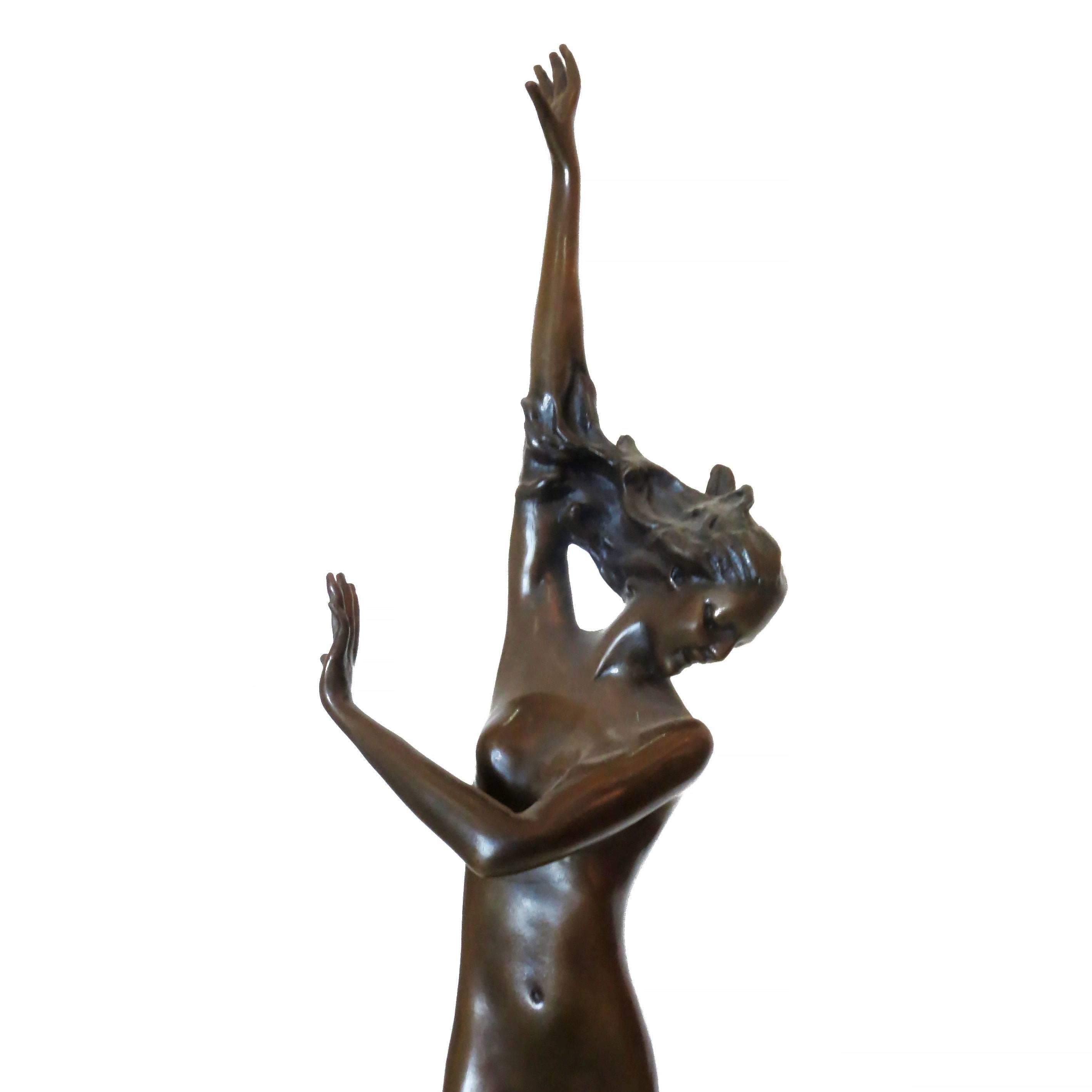 Icart Art Deco Style Bronze Figural Nude Dancer Statue 1