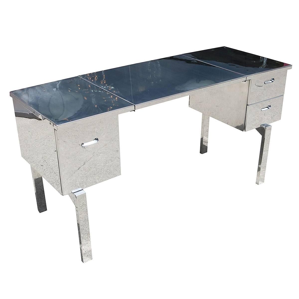 Polished Aluminum WWII Campaign Desk 