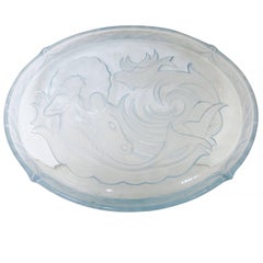 Art Deco Art Glass "Nymphen" Mermaid Candle Holder and Tray by Walther & Sohne