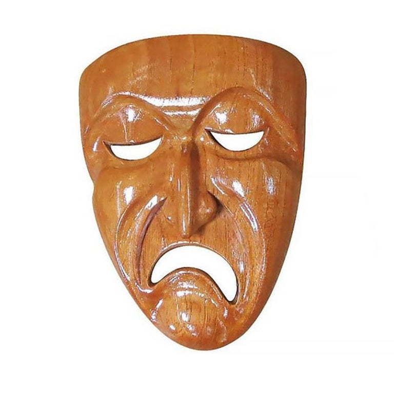 Jose Pinal Hand-Carved Tragedy and Comedy Drama Mask Set