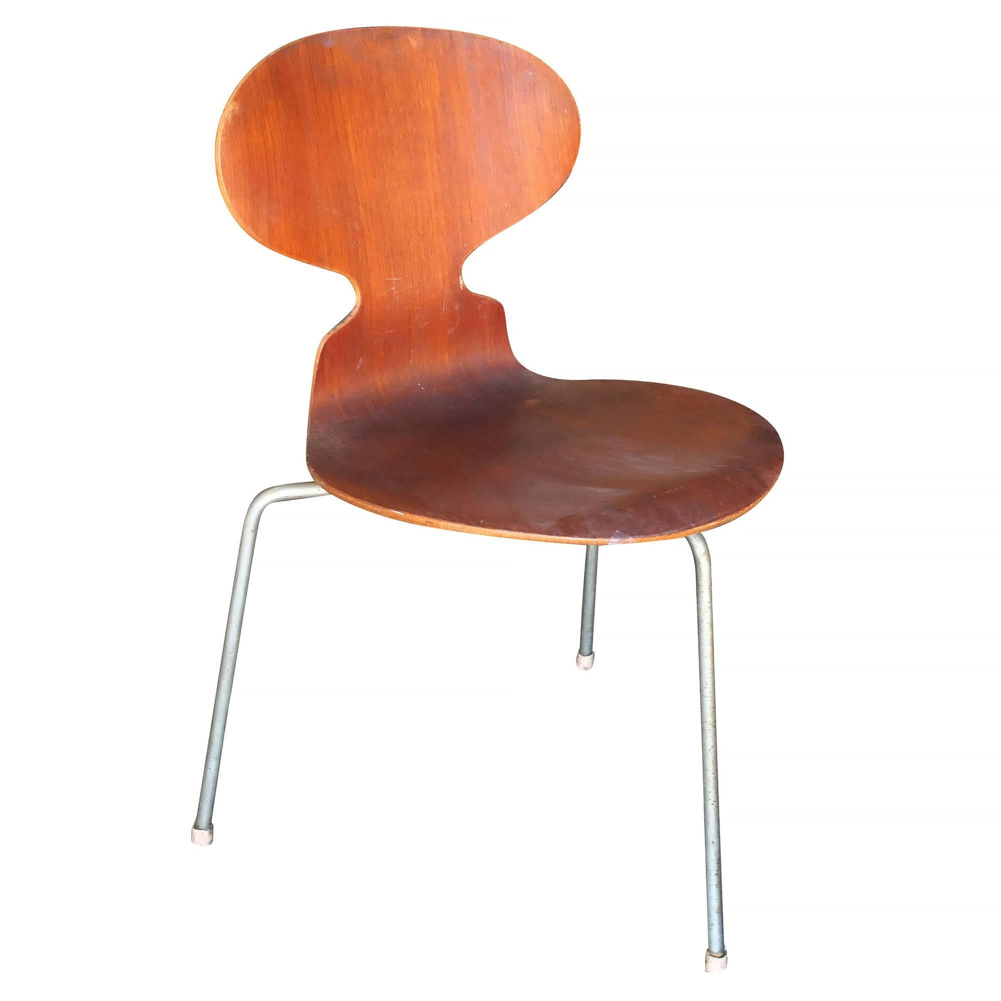 Ensemble de quatre chaises latérales en contreplaqué courbé Arne Jacobsen 