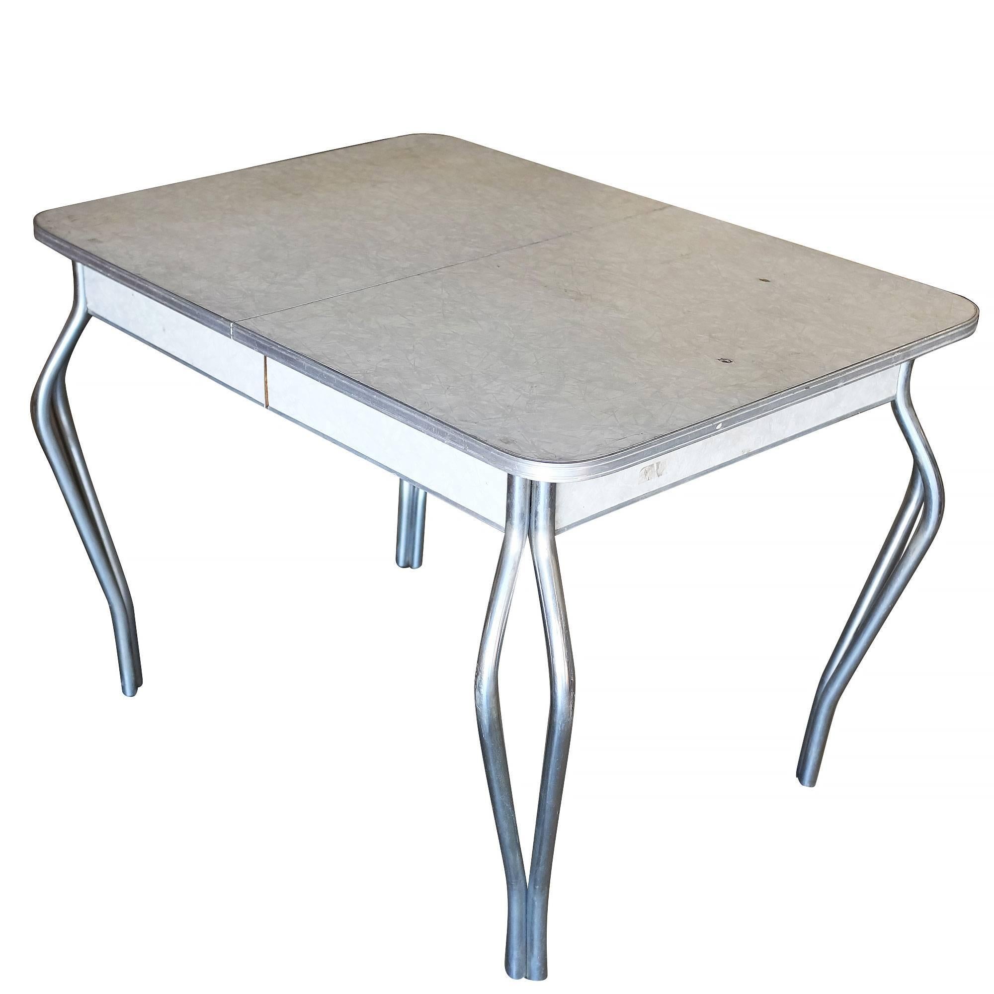 Mid-Century Formica Kitchen Dining Table with Chrome Legs