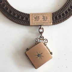 Victorian Mourning Jewelry Locket with Chain of Hair