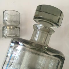 Czechoslovakian Crystal Decanter and Shot Glass Set