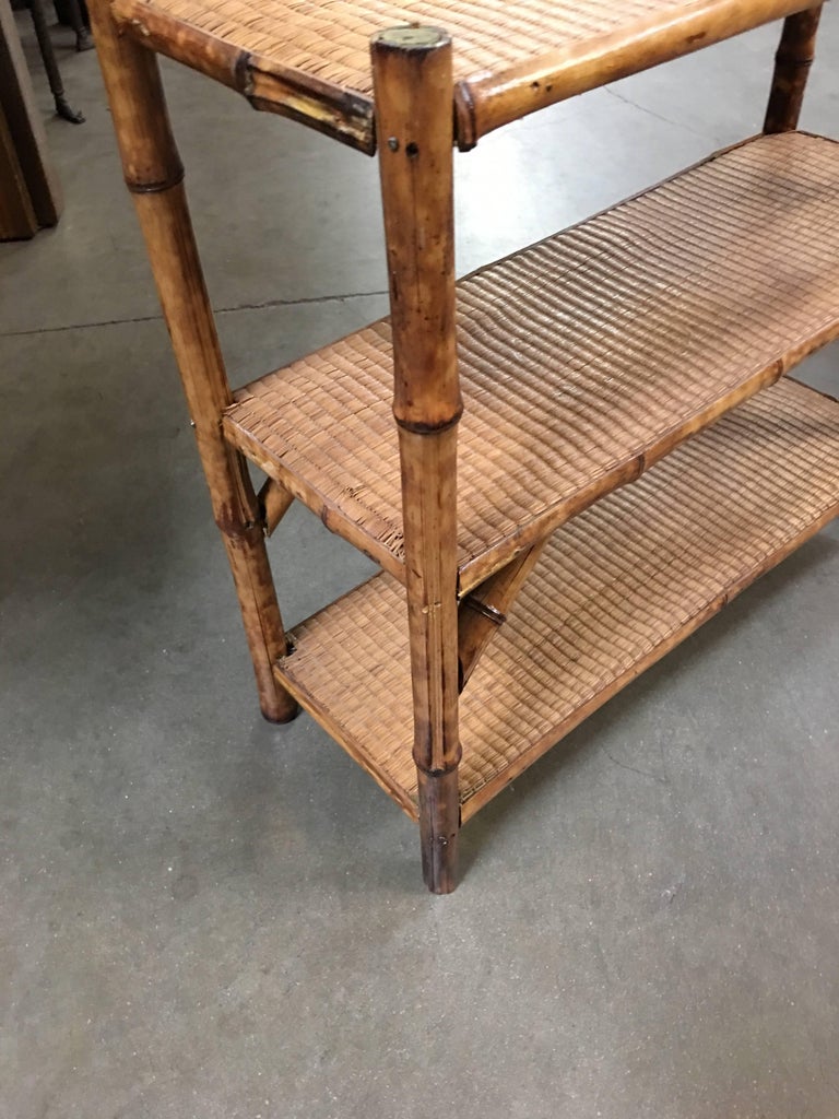 Tiger Bamboo ThreeTier Bookshelf/Rack with Rice Mat Shelves at 1stDibs
