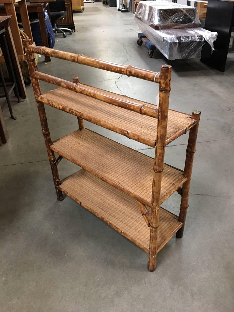 Tiger Bamboo ThreeTier Bookshelf/Rack with Rice Mat Shelves at 1stDibs