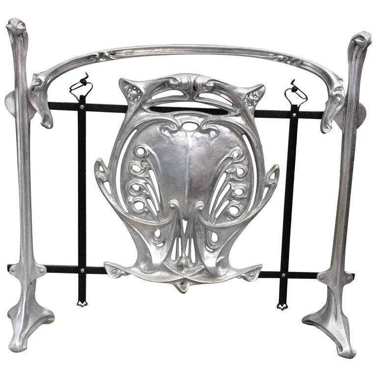 Hector Guimard Style Art Nouveau Aluminum And Iron Fireplace Screen Hector Guimard Style Art Nouveau Aluminum And Iron Fireplace Screen For