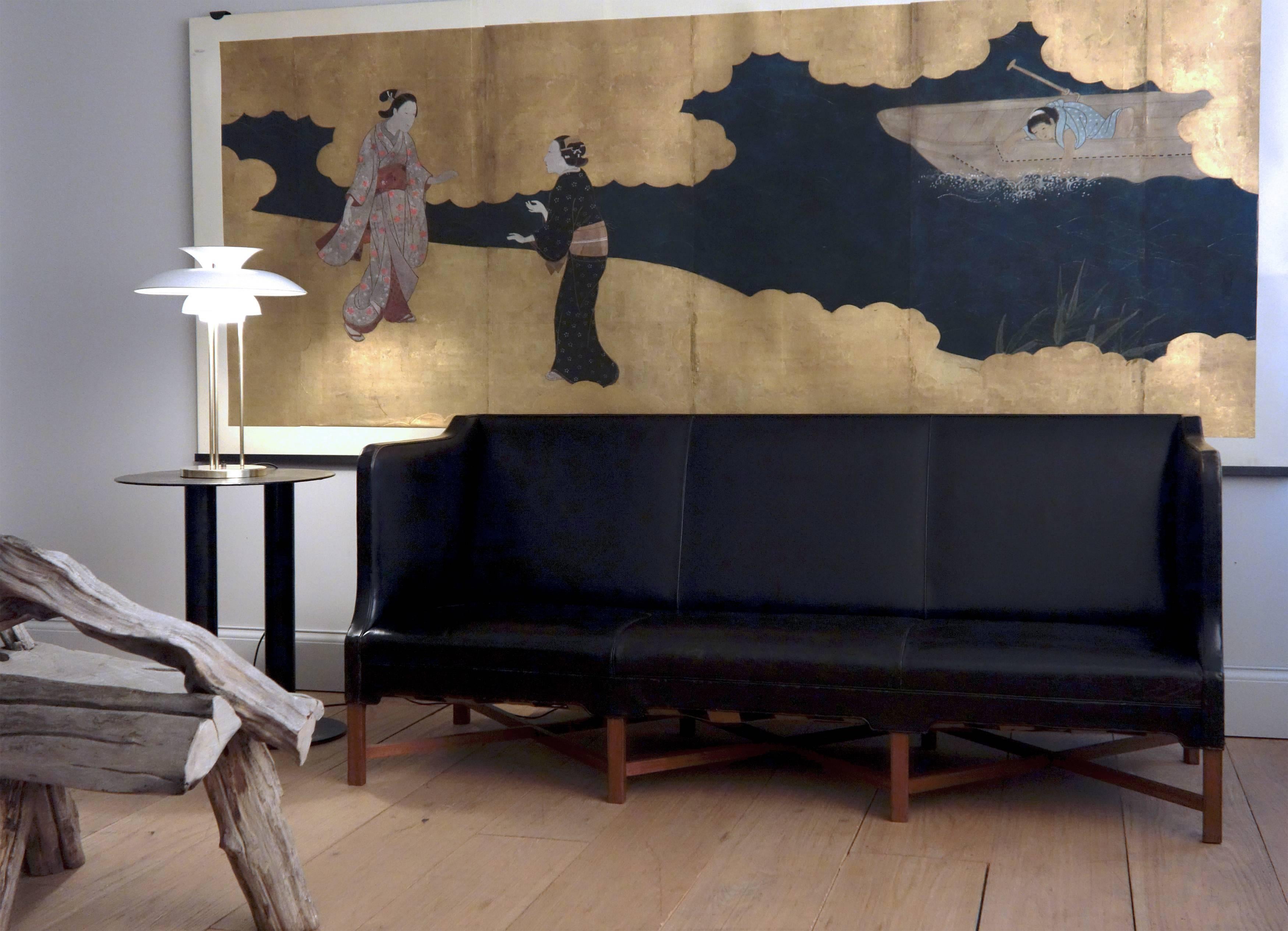 20th Century Kaare Klint Three-Person Sofa, Original Leather