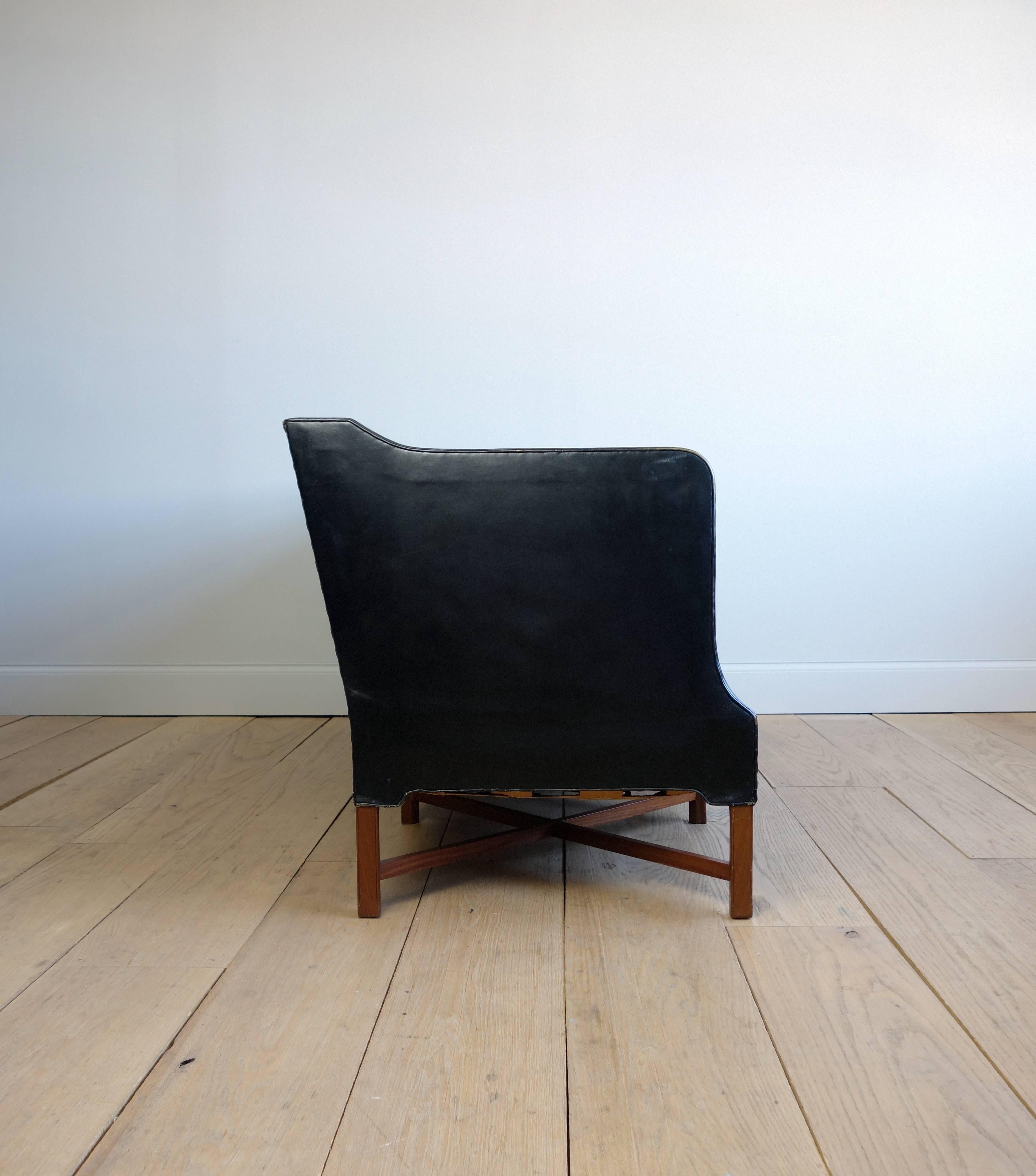 Danish Kaare Klint Three-Person Sofa, Original Leather