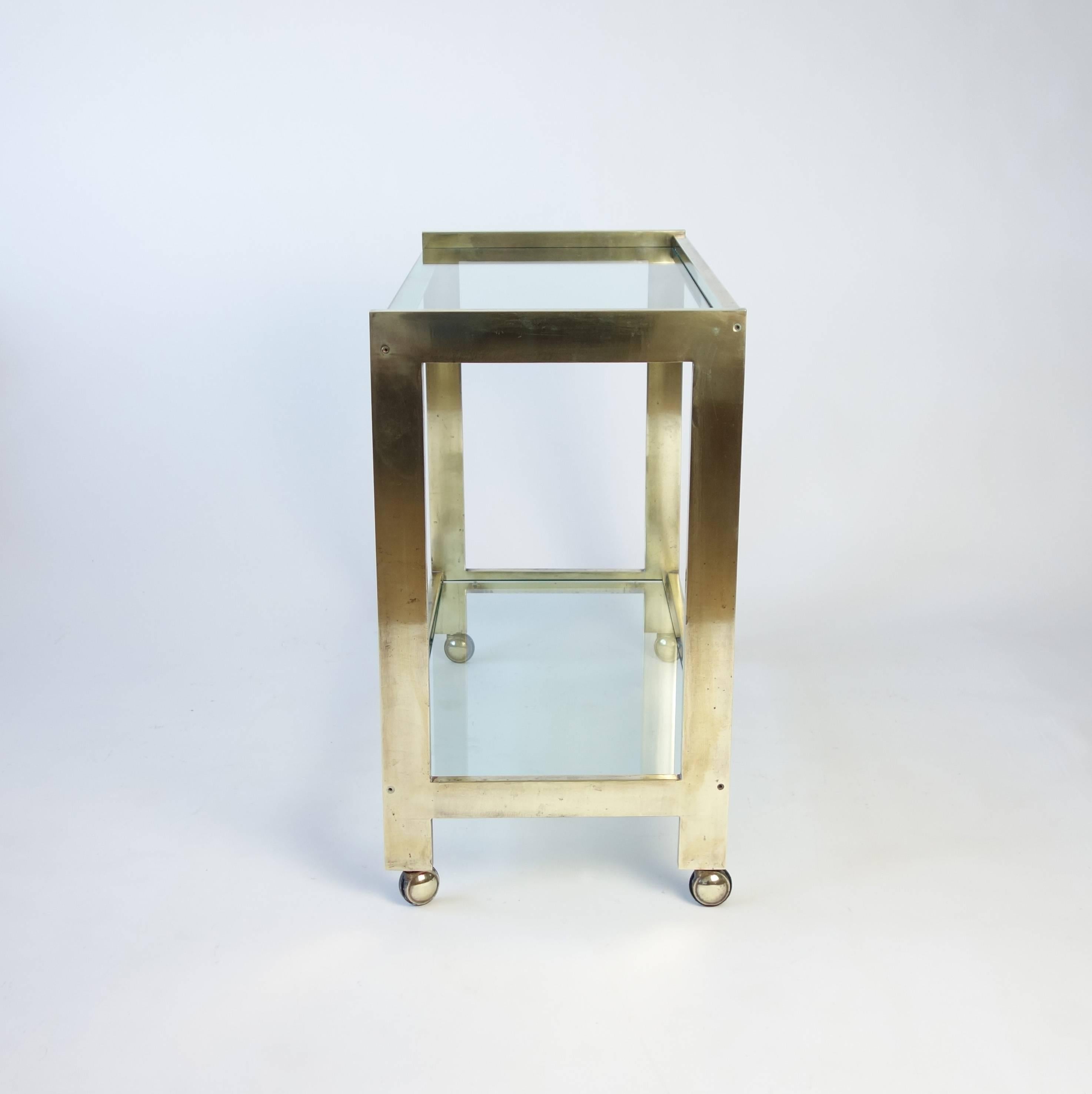 20th Century Minimalist Brass Bar Cart