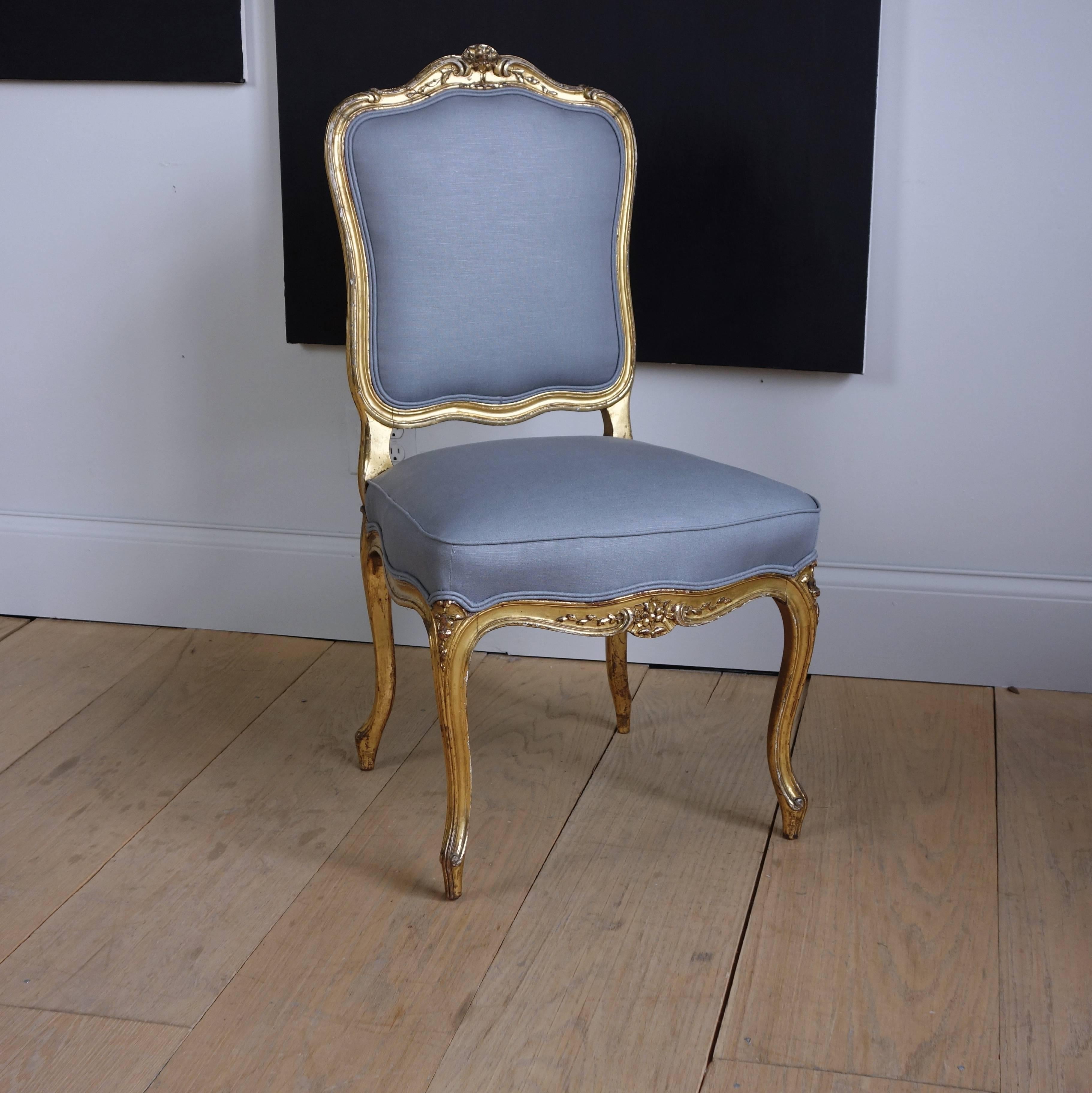 Louis XV French Carved and Gilt Side Chair