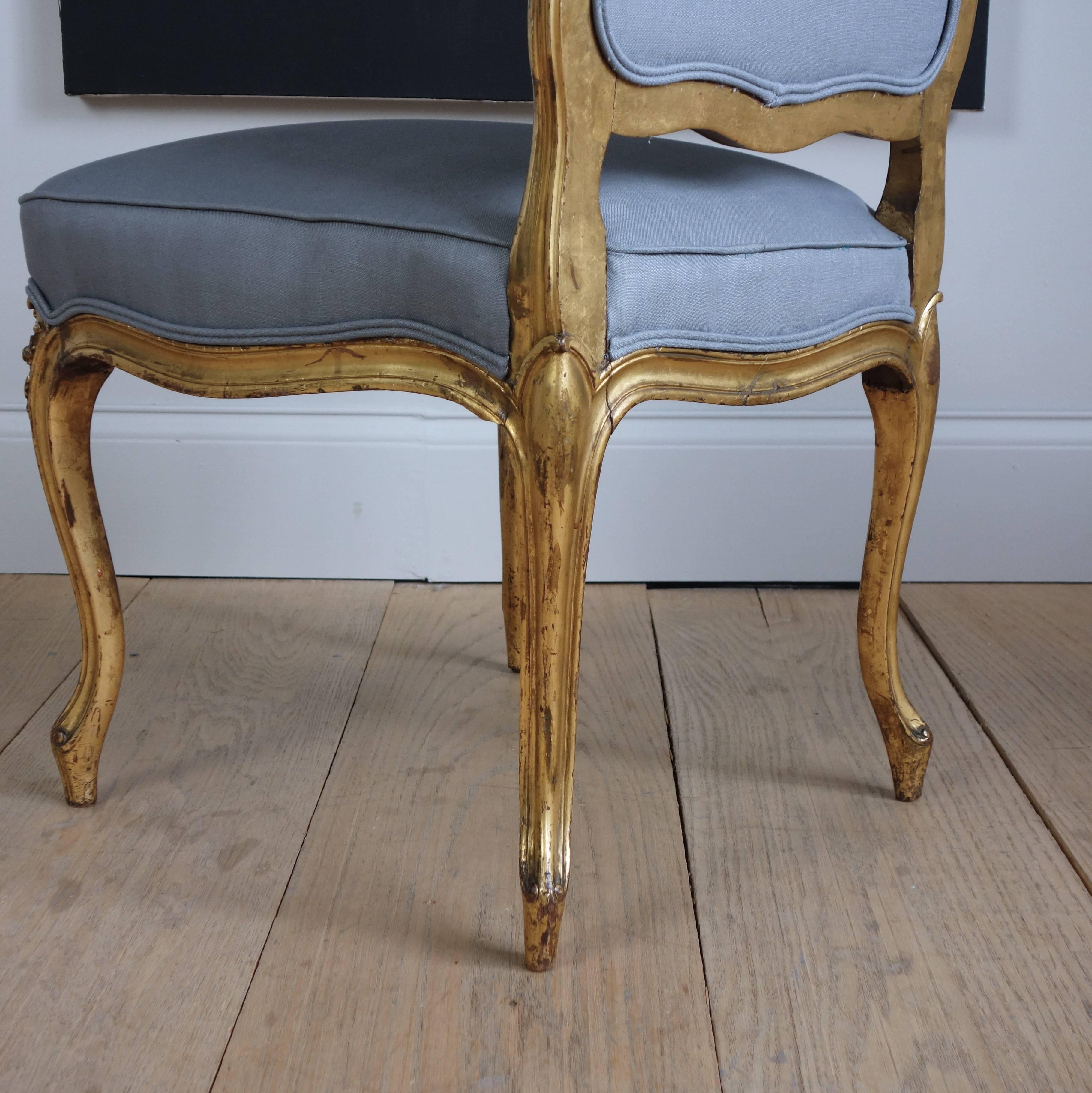 18th Century and Earlier French Carved and Gilt Side Chair
