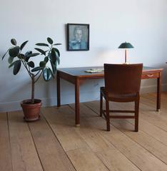 Danish Leather-Topped Partners' Desk