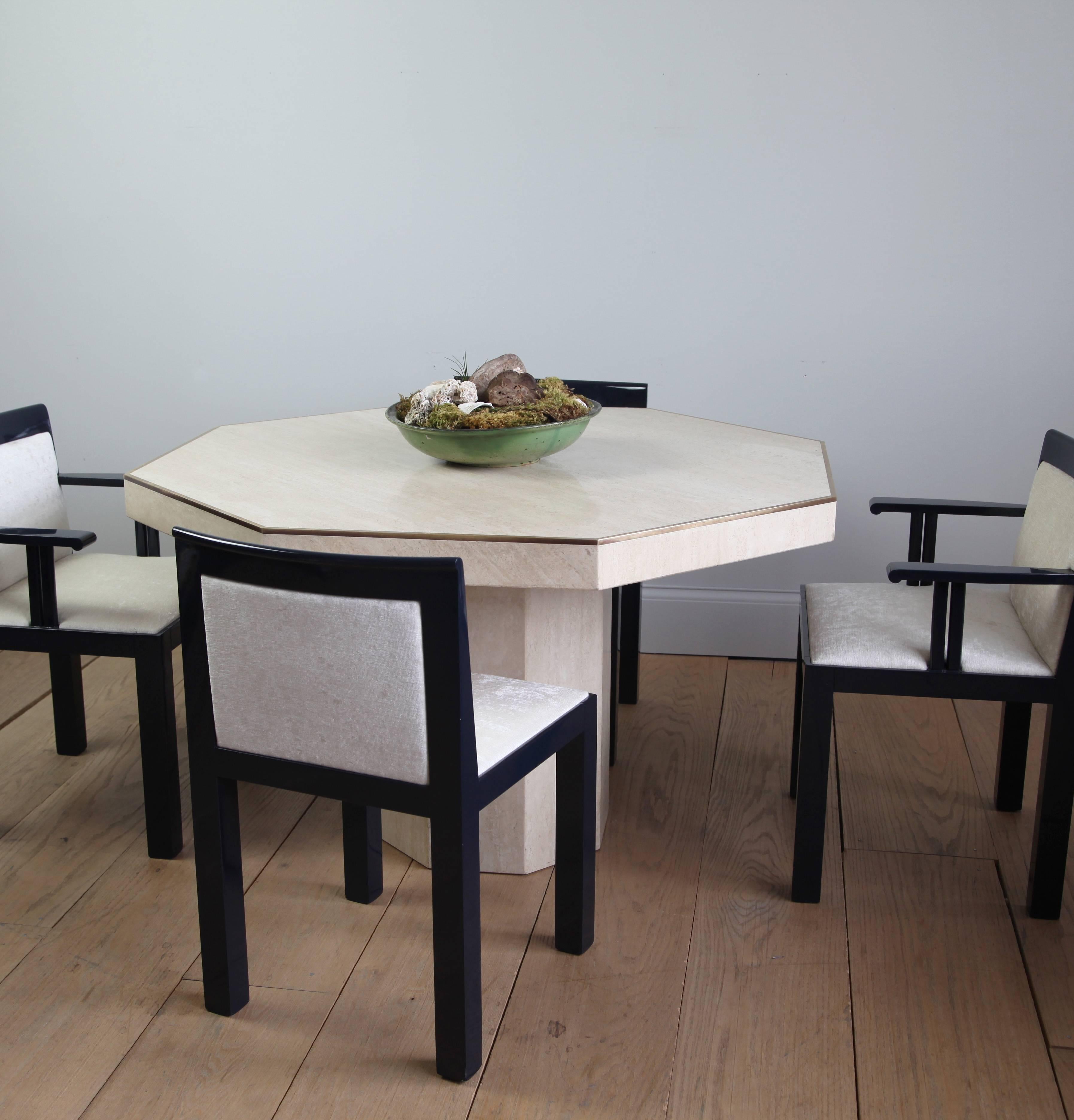 Octagonal Travertine Italian Dining Table In Good Condition In New York, NY