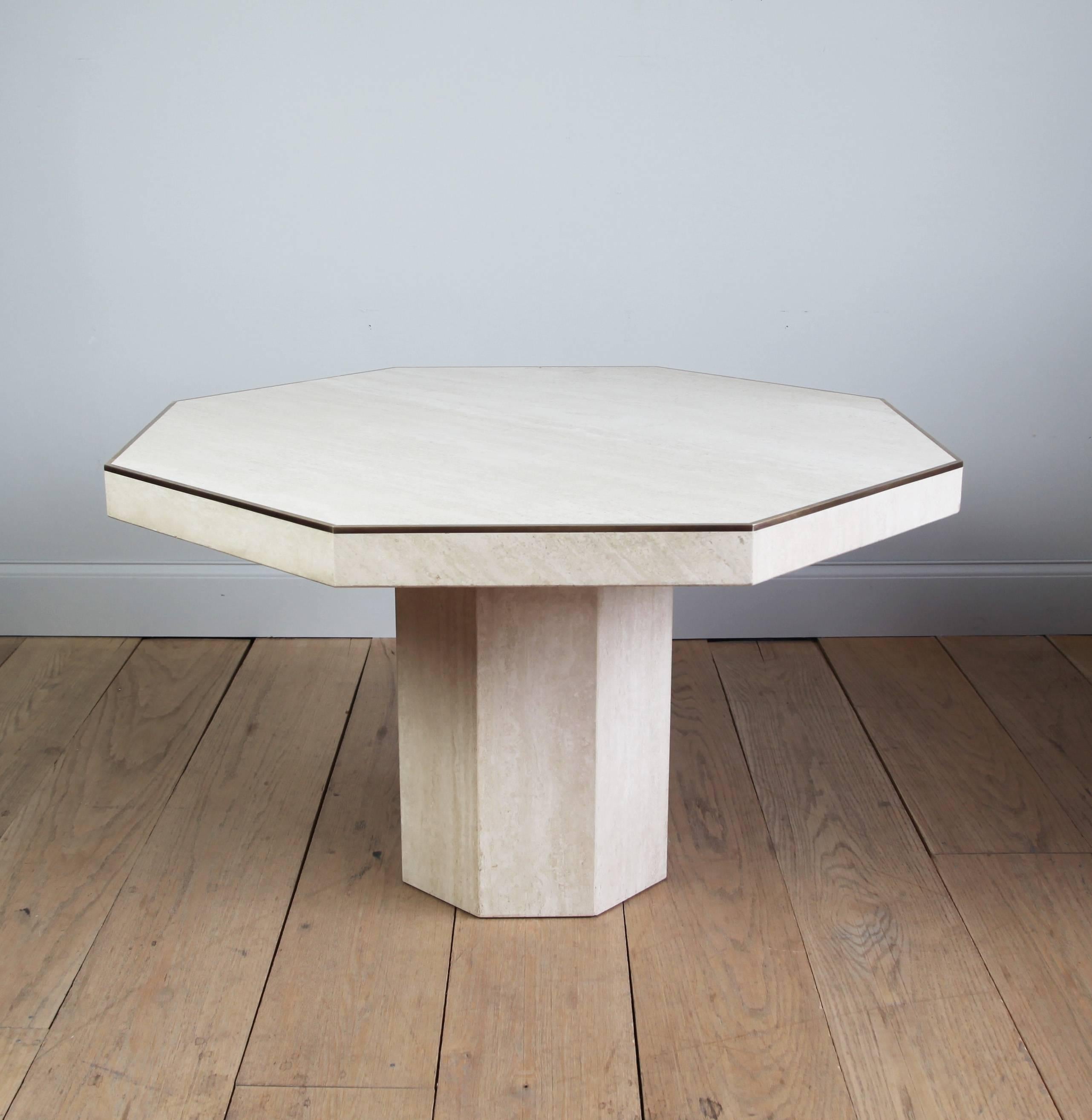 20th Century Octagonal Travertine Italian Dining Table