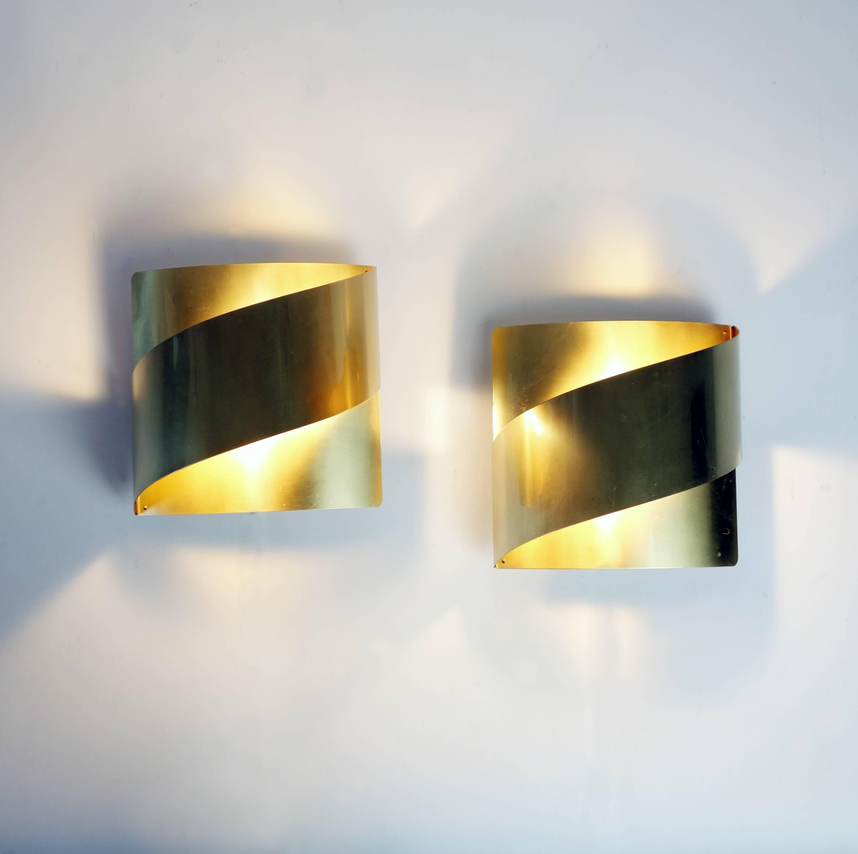 Scandinavian Modern Four Swedish Brass Wall Lights