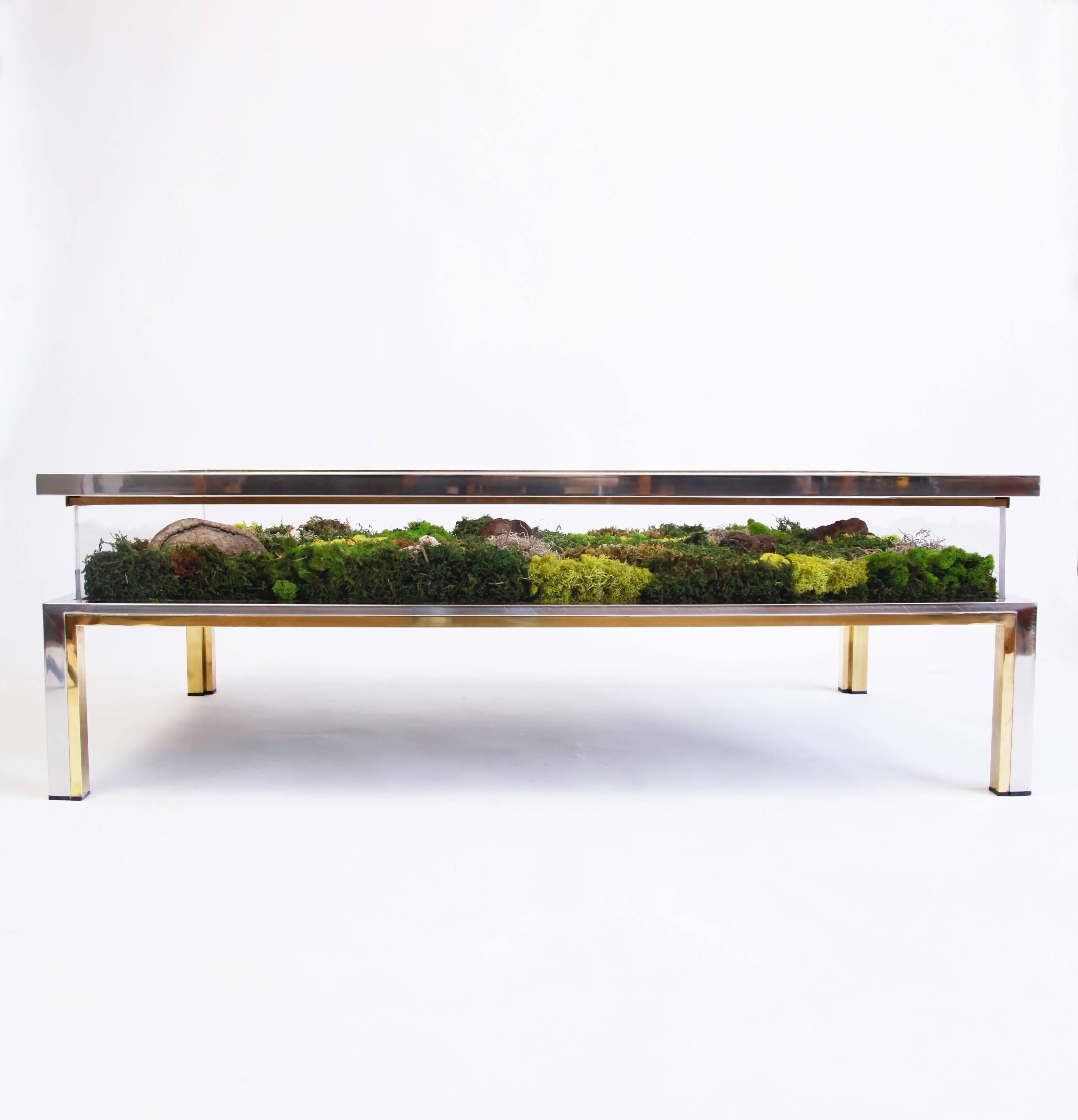 Chrome and Brass Vitrine Table by Romeo Rega In Good Condition In New York, NY