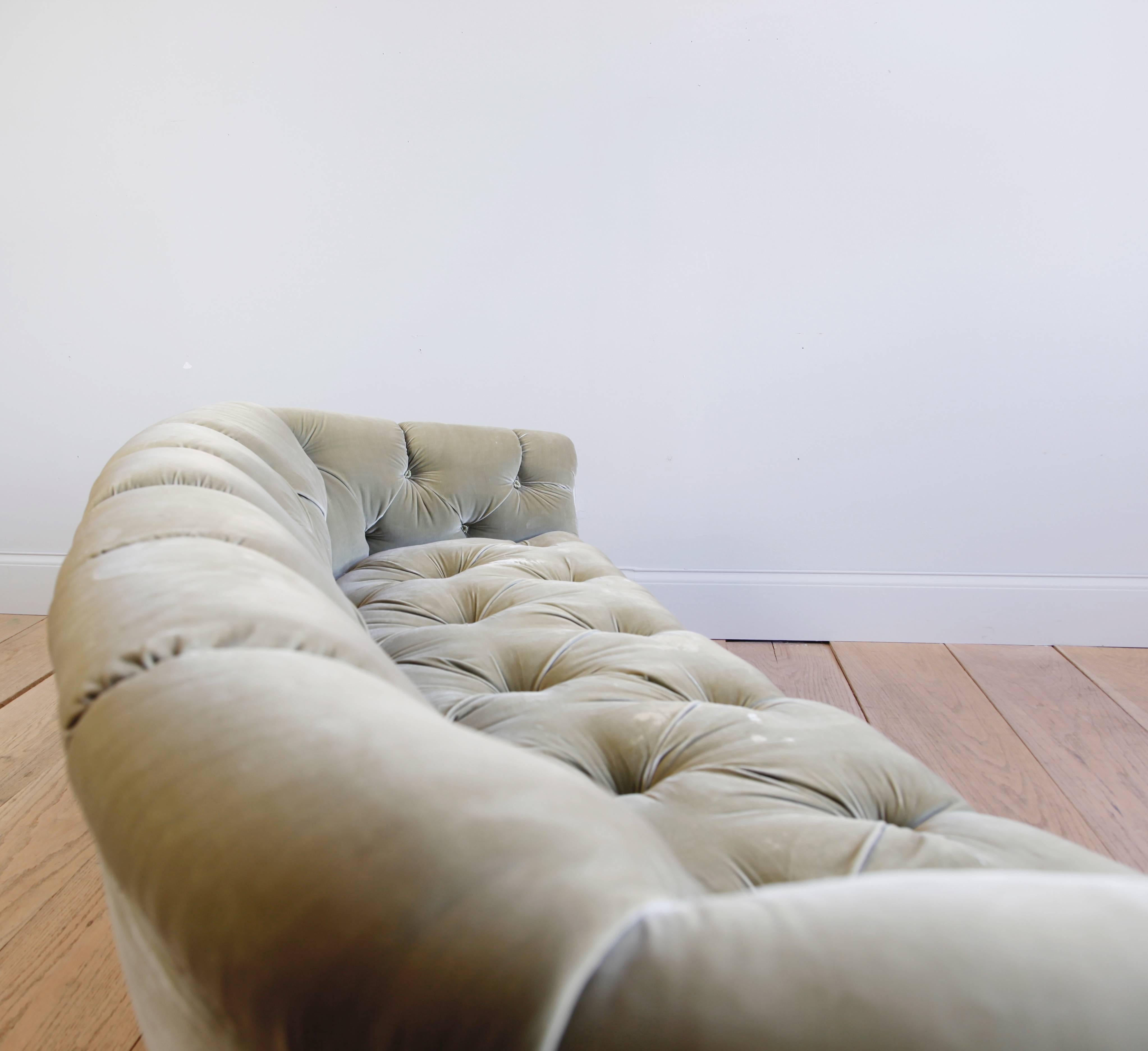Rare Tufted Velvet Sofa by Anthony Hail For Sale 1
