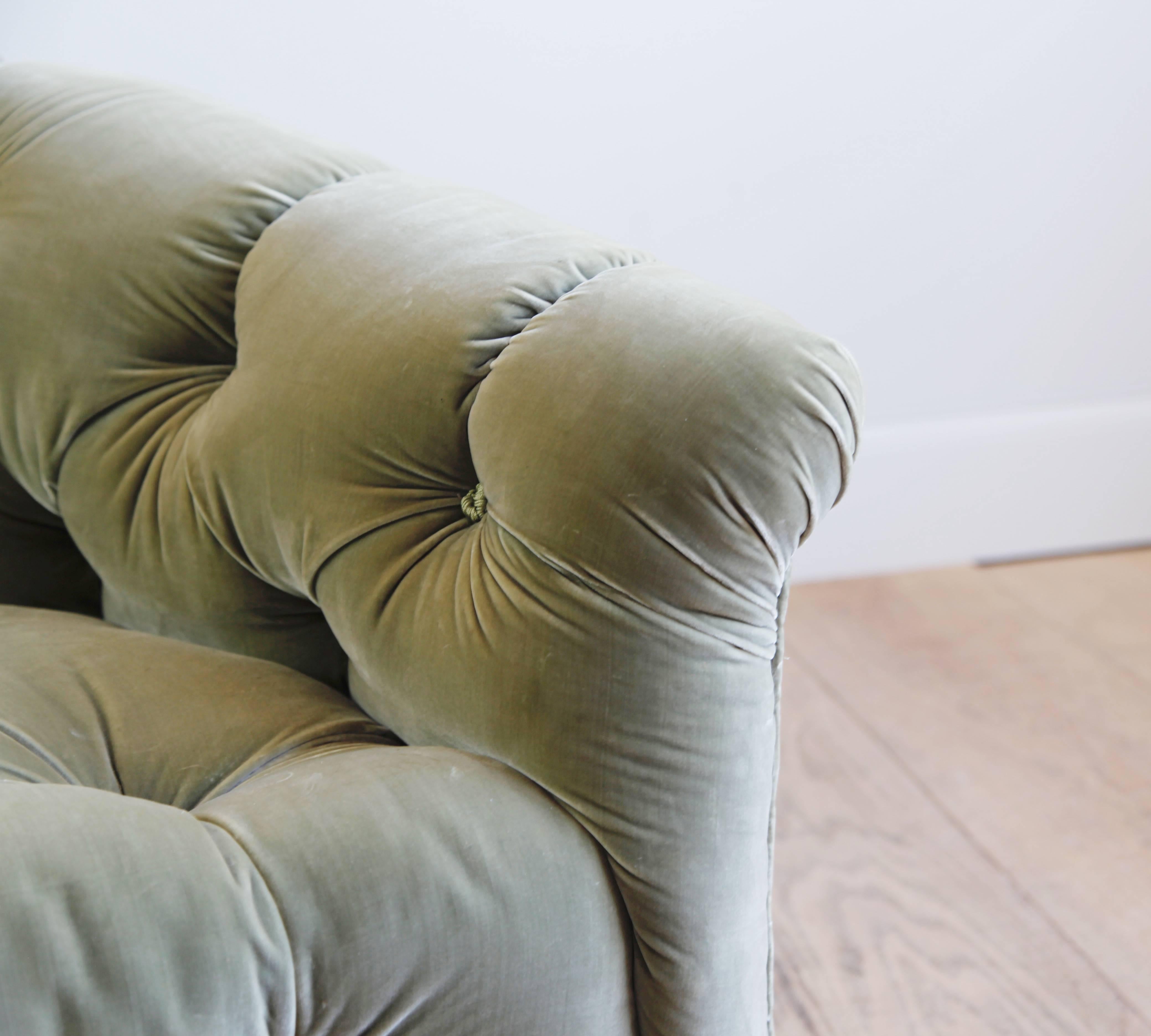 Rare Tufted Velvet Sofa by Anthony Hail For Sale 2
