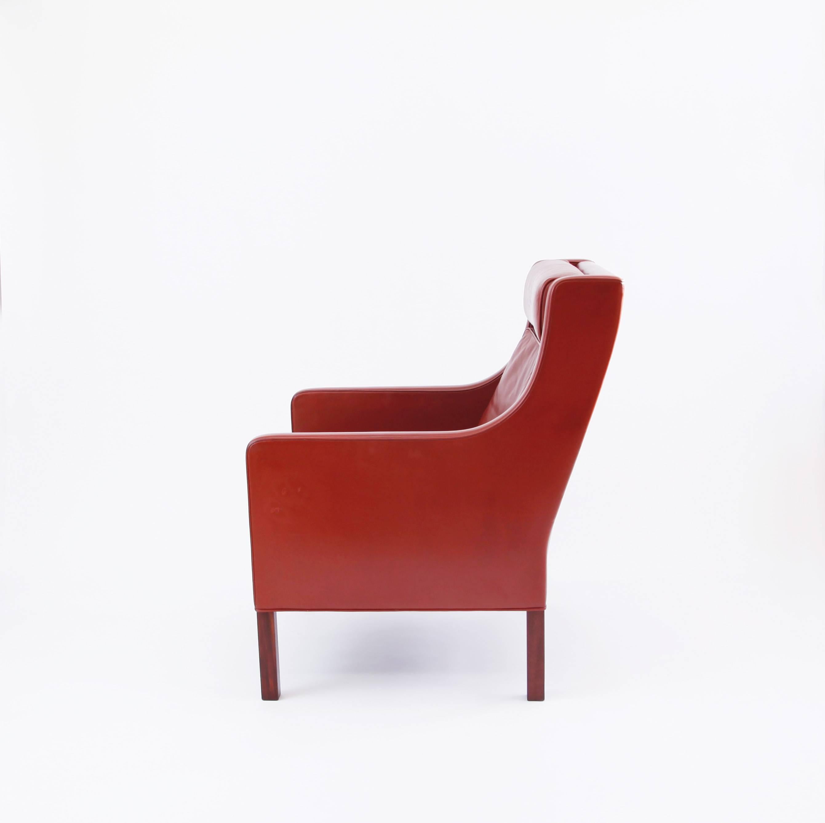 Scandinavian Modern Leather Armchair by Børge Mogensen For Sale
