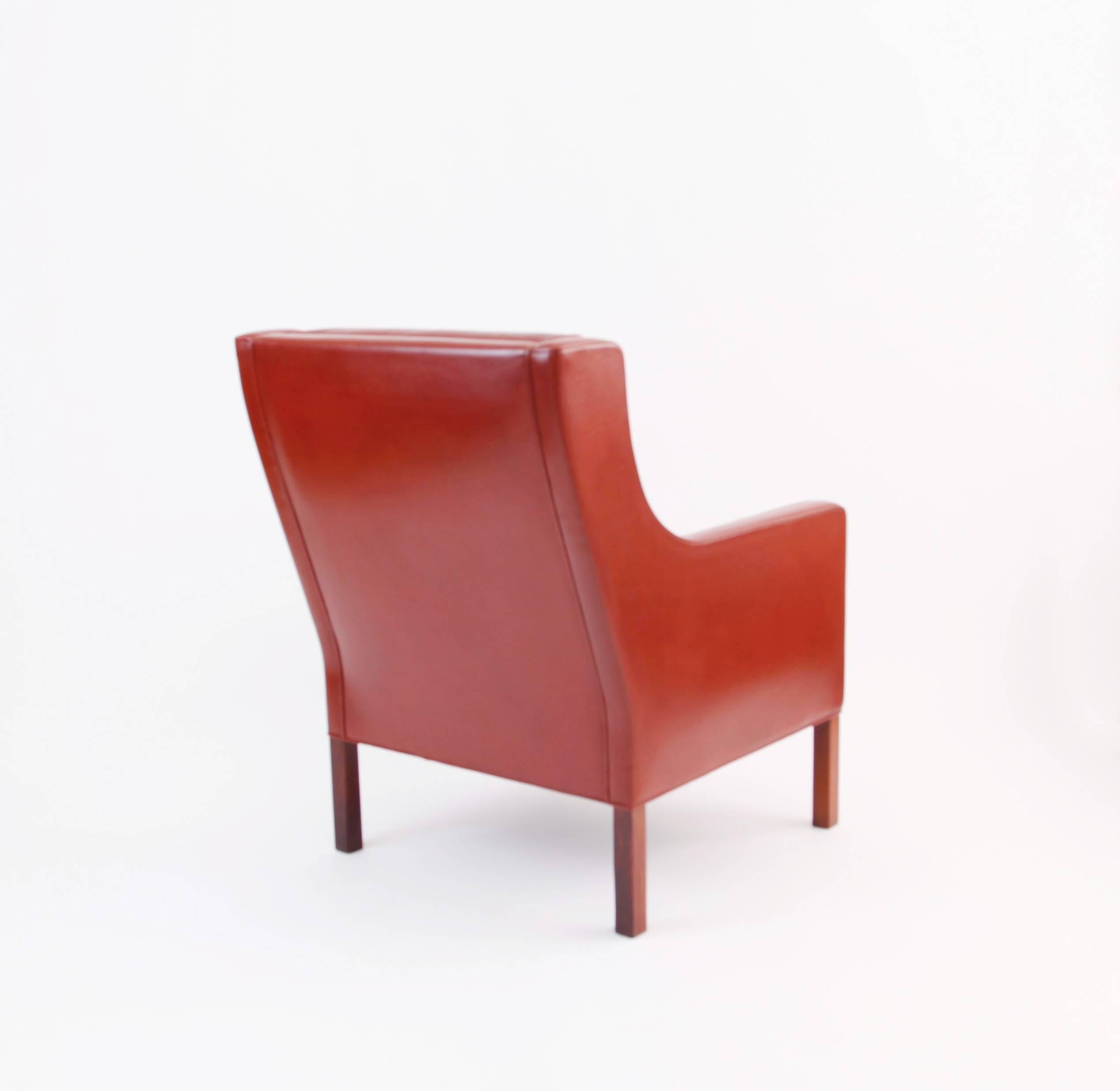 Danish Leather Armchair by Børge Mogensen For Sale
