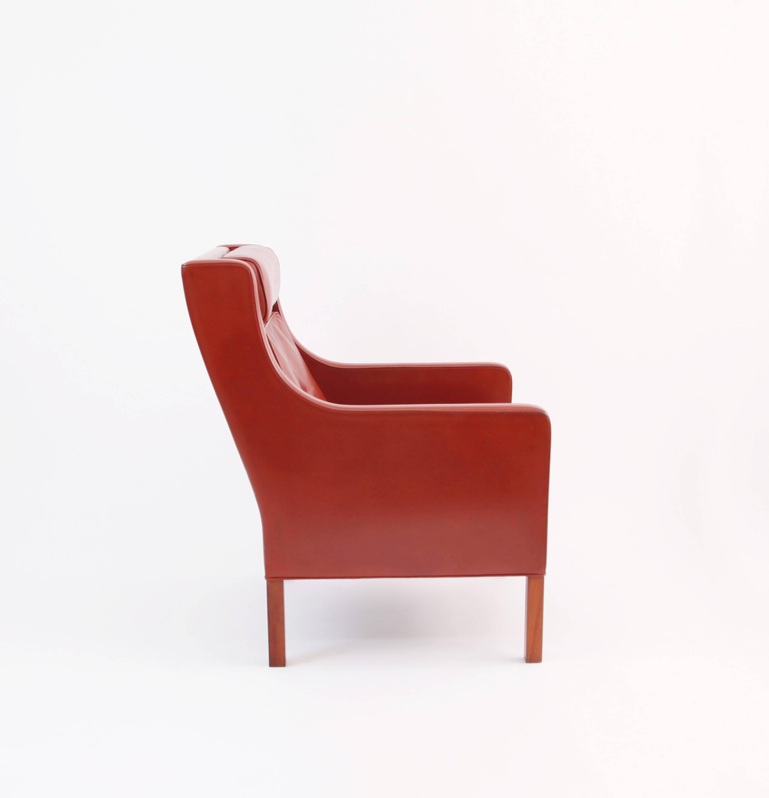 Leather Armchair by Børge Mogensen In Good Condition For Sale In New York, NY