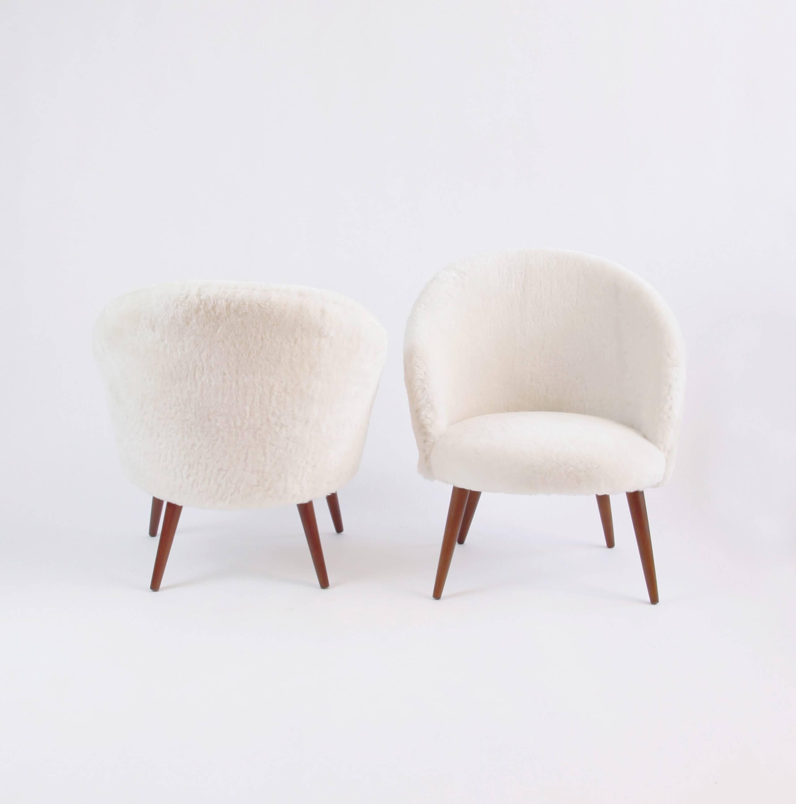 Scandinavian Modern Pair of Easy Chairs by Ejvind A. Johansson