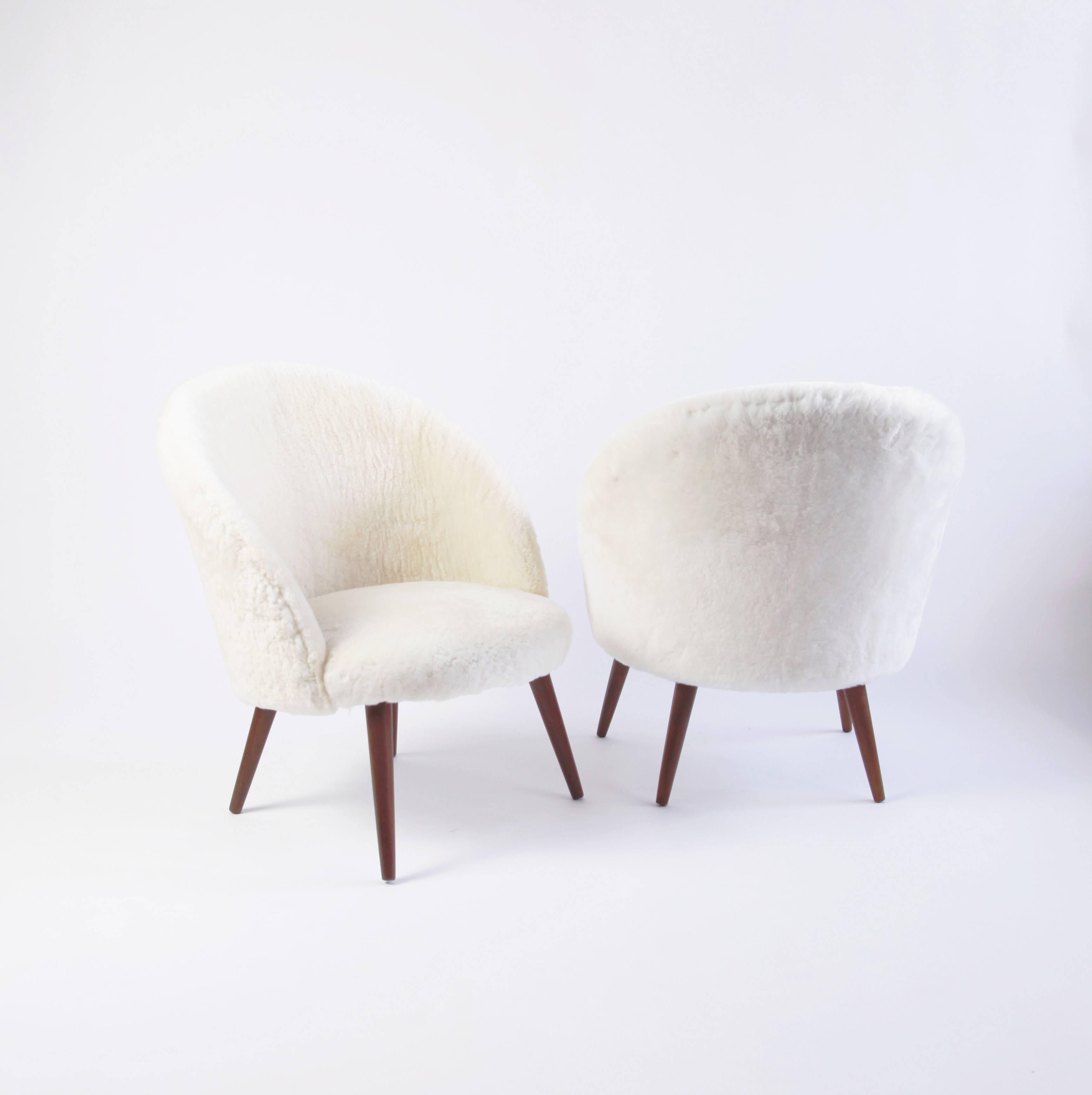 Danish Pair of Easy Chairs by Ejvind A. Johansson