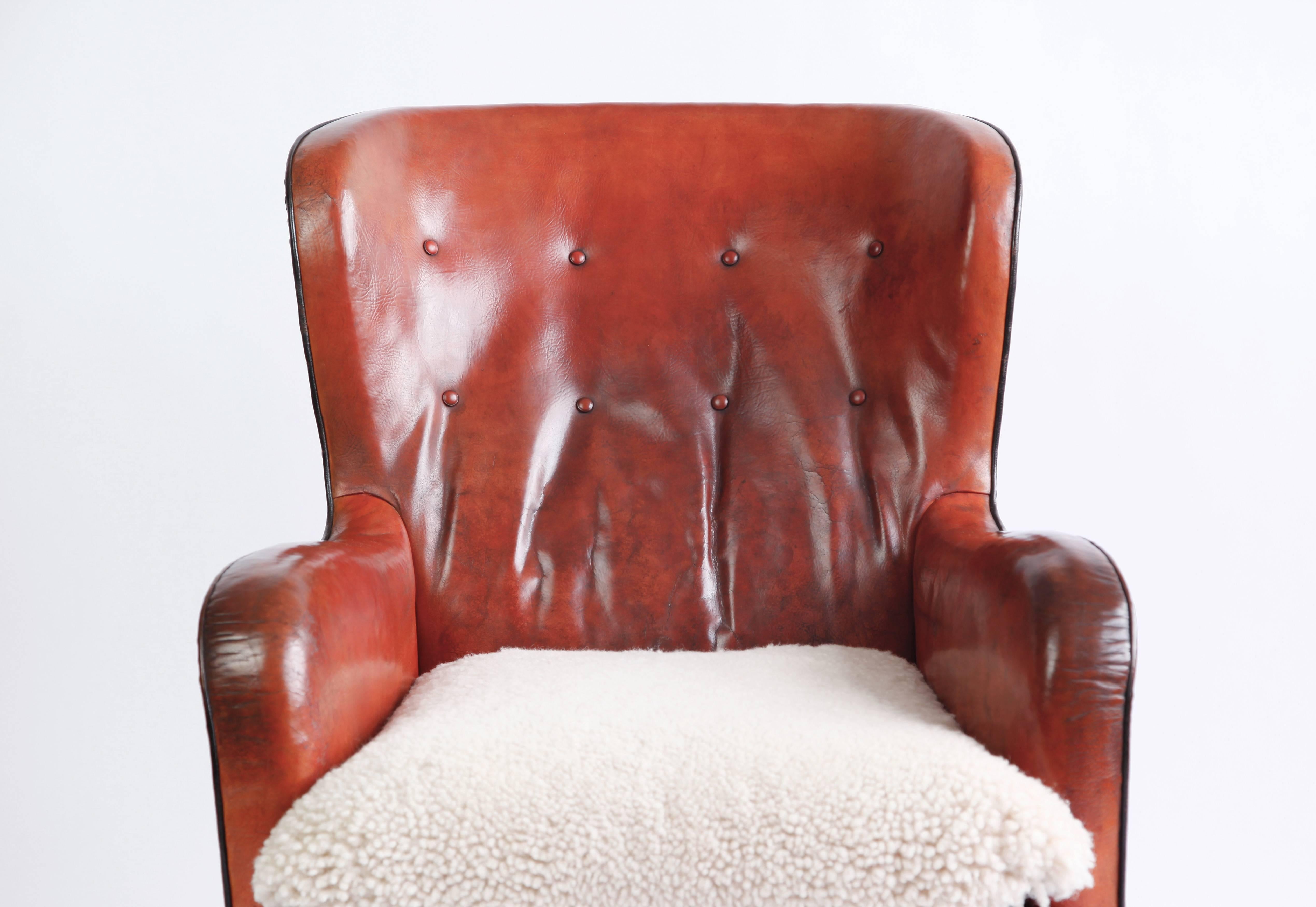 Scandinavian Modern Pair of 1930s Danish Leather Lounge Chairs