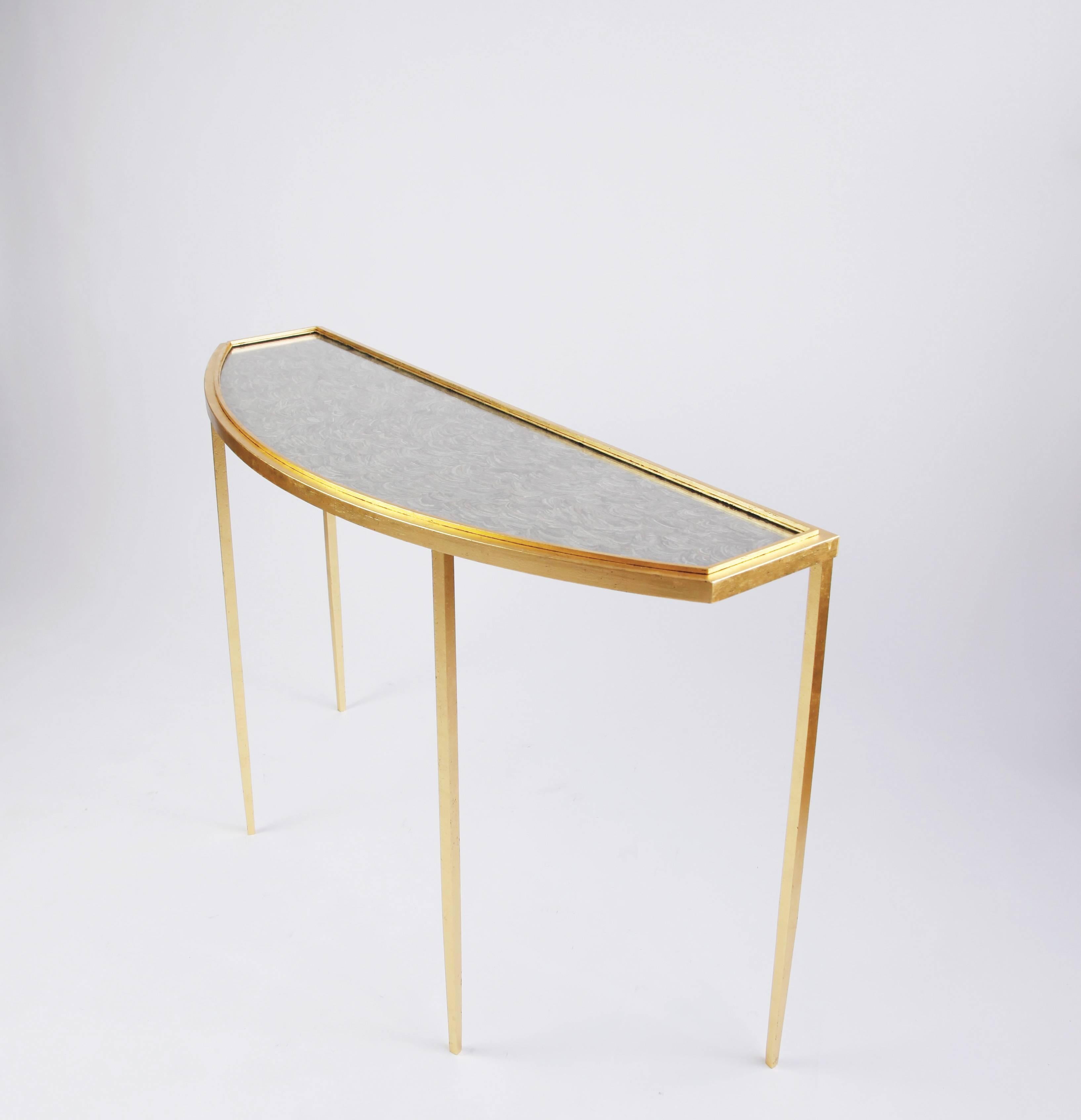 Gold Leaf Vespine Console Table by Lawton Mull For Sale