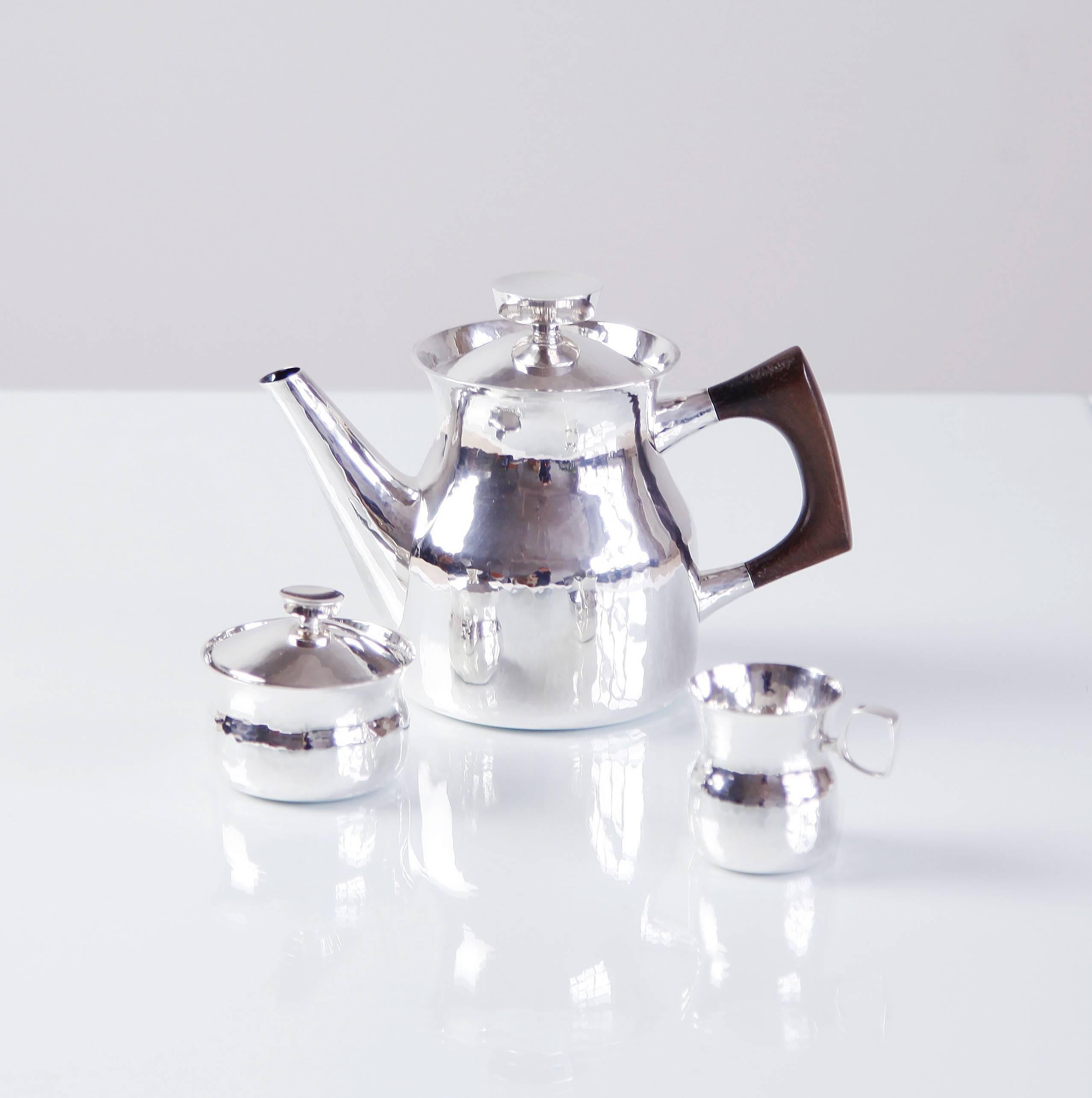 Hammered Eric Löfman Sterling Silver Coffee Service For Sale