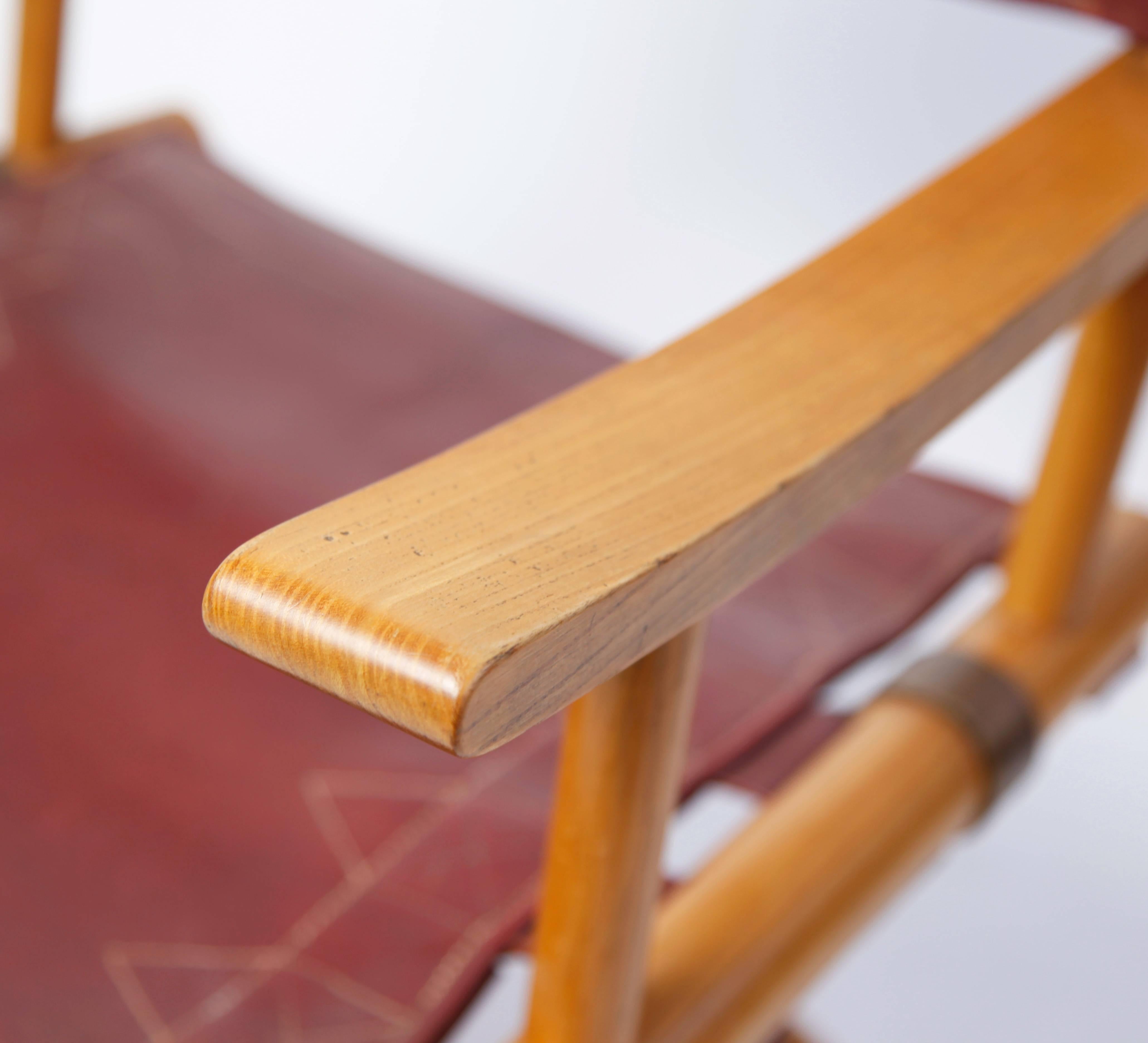Scandinavian Modern Leather Director's Chair by Sune Lindström For Sale