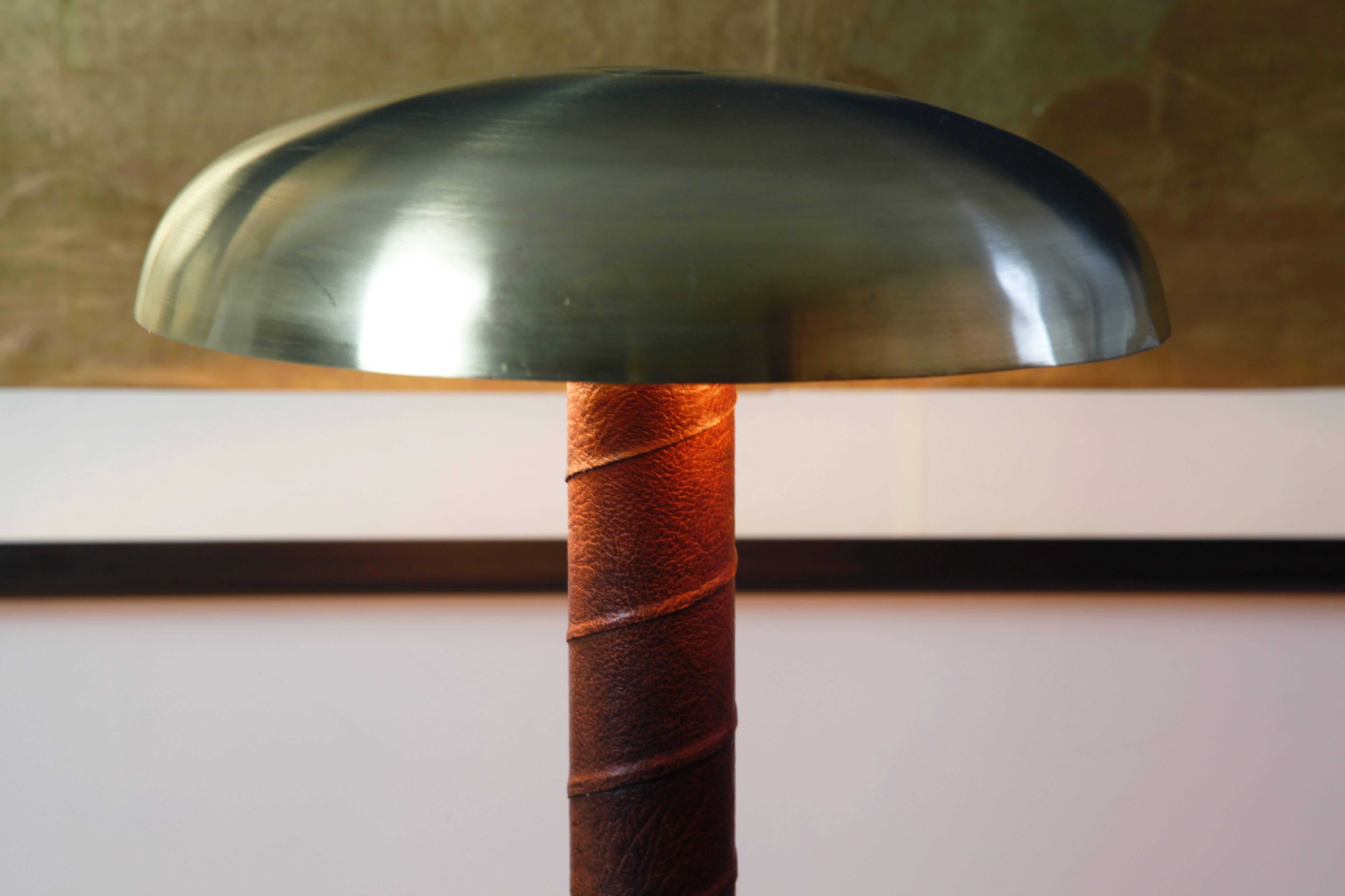 20th Century Stylish Leather-Wrapped Swedish Desk Lamp
