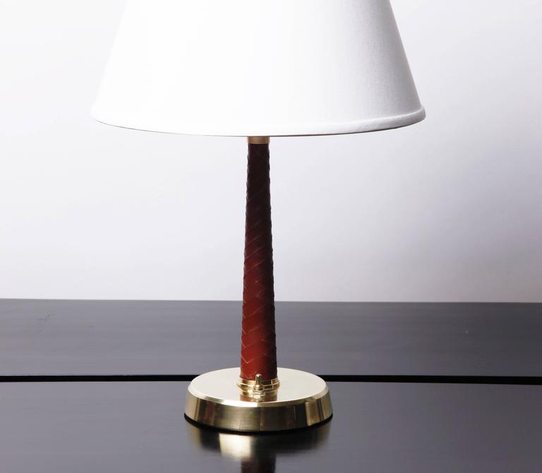 Hans Bergström Leather Wrapped Table Lamp For Ateljé Lyktan At 1stdibs A Handsome Desk Lamp The Leather Braided Around Brass Base Original Glass