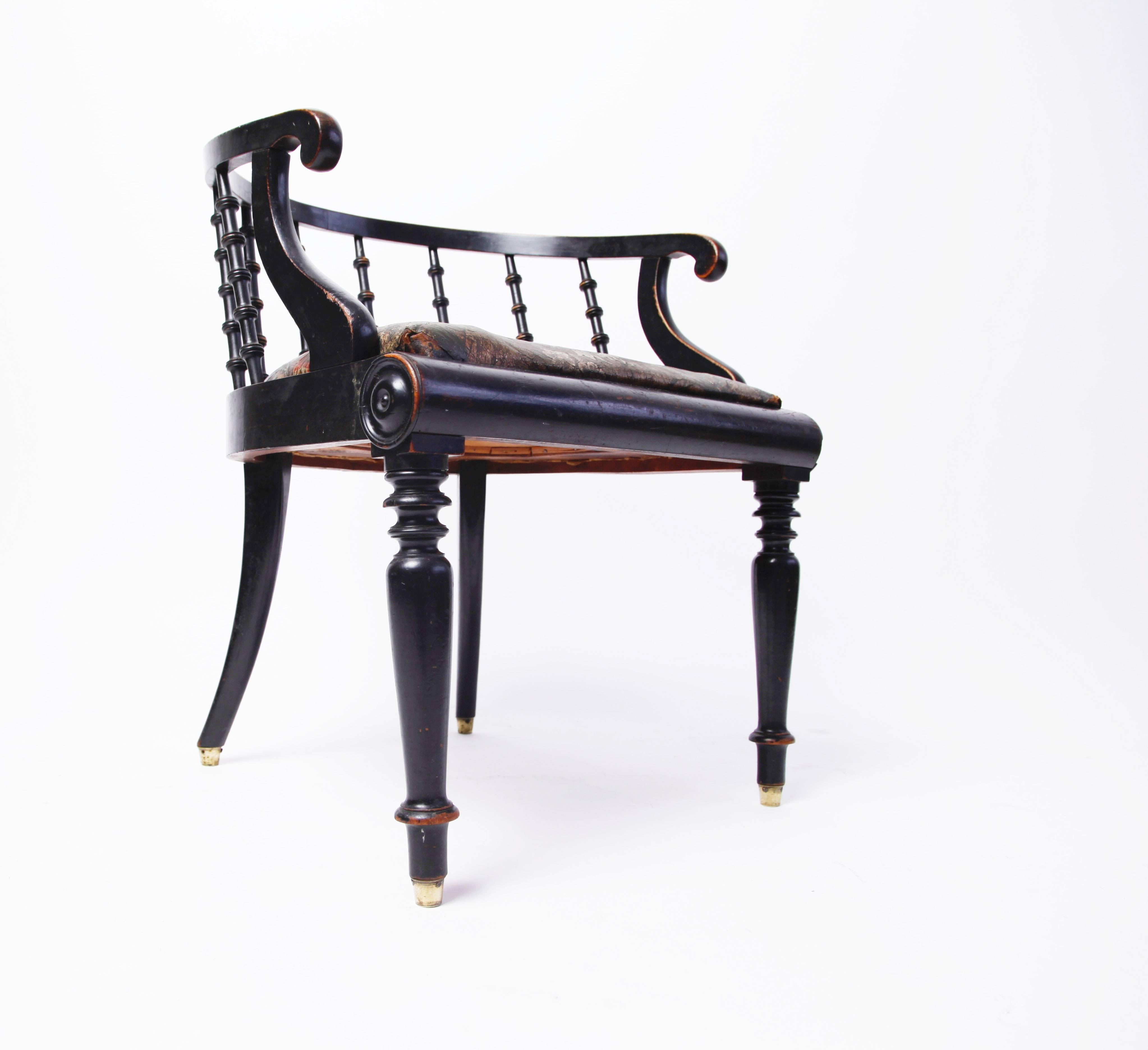 Danish Empire Ebonized and Embossed Leather Chair 1