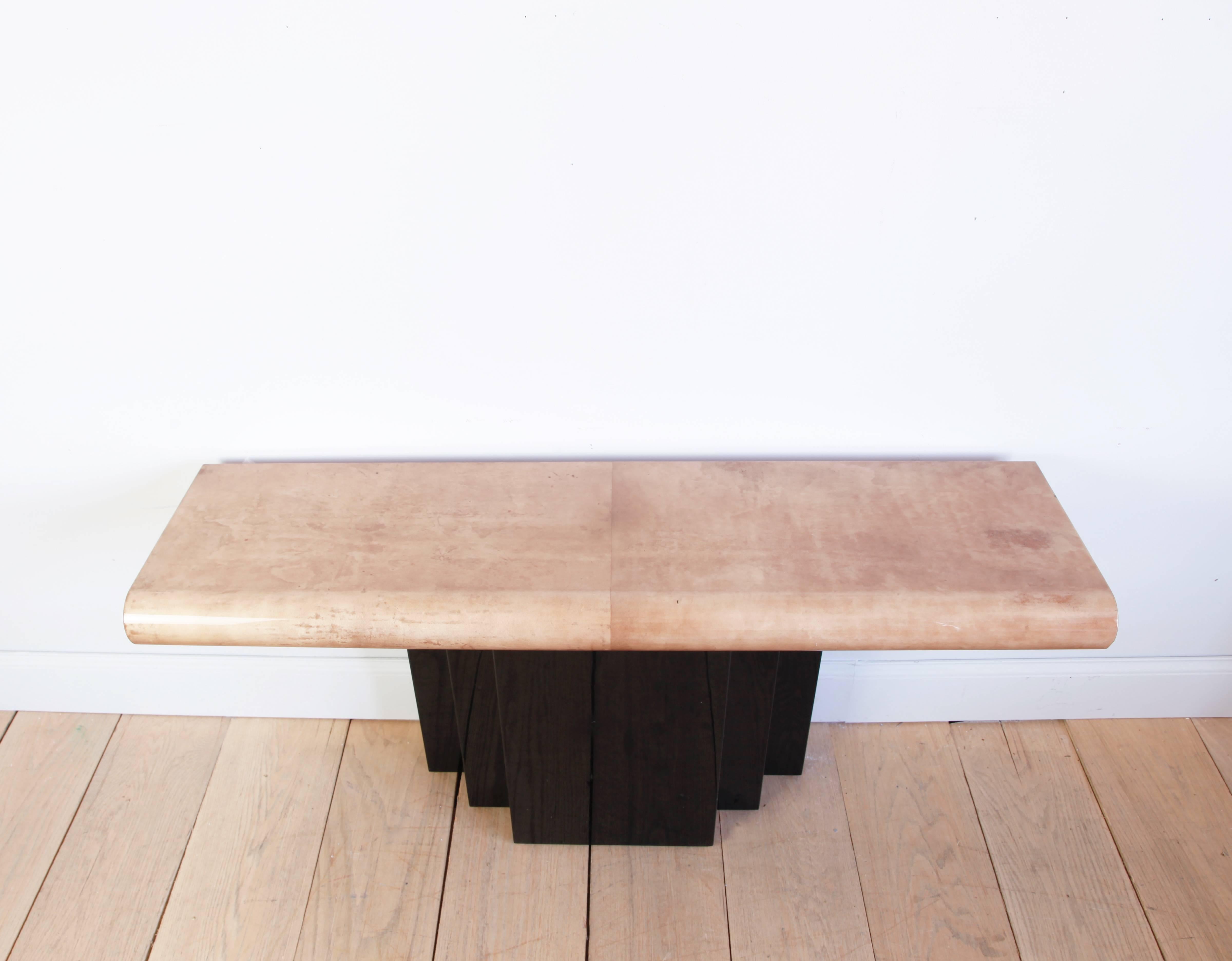 20th Century Aldo Tura Parchment and Lacquered Wood Console