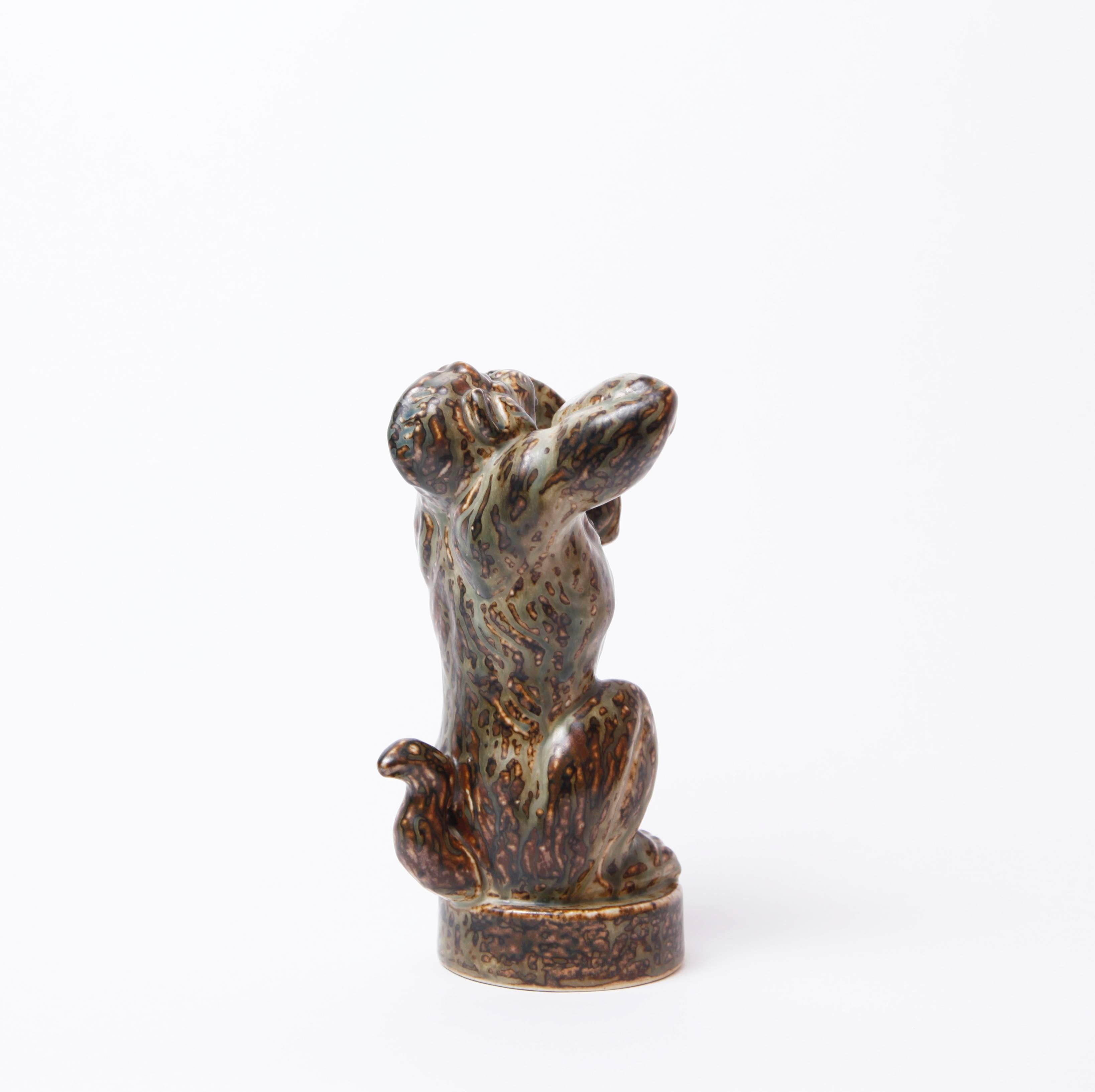 Danish Porcelain Monkey Sculpture by Knud Kyhn for Royal Copenhagen For Sale