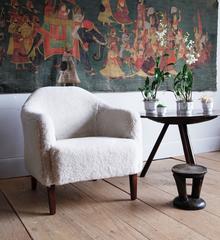 Danish Cabinetmaker's 1940s Shearling-Covered Lounge Chair