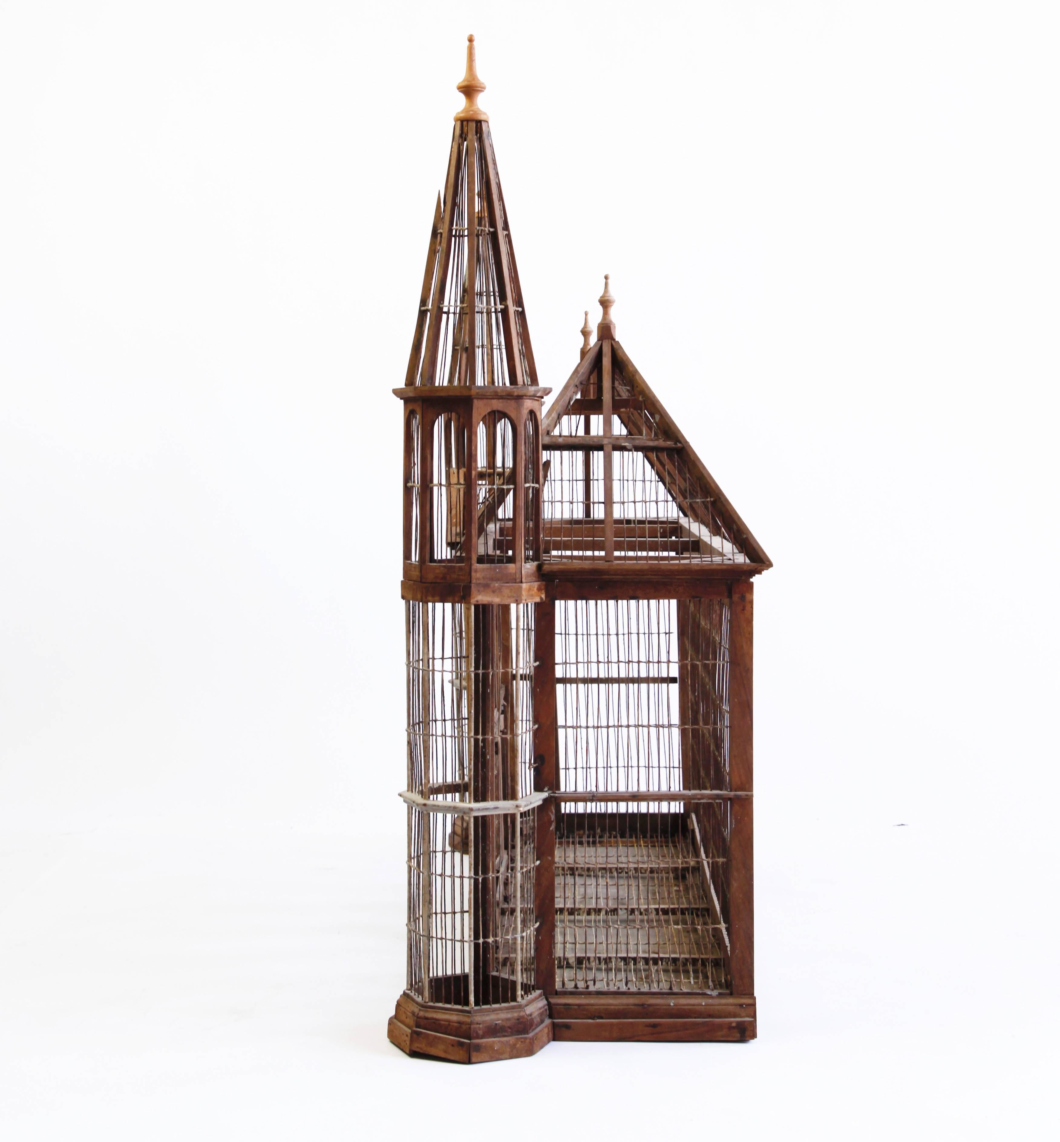 Gothic Very Large Continental Bird Cage in the Form of a Manor House