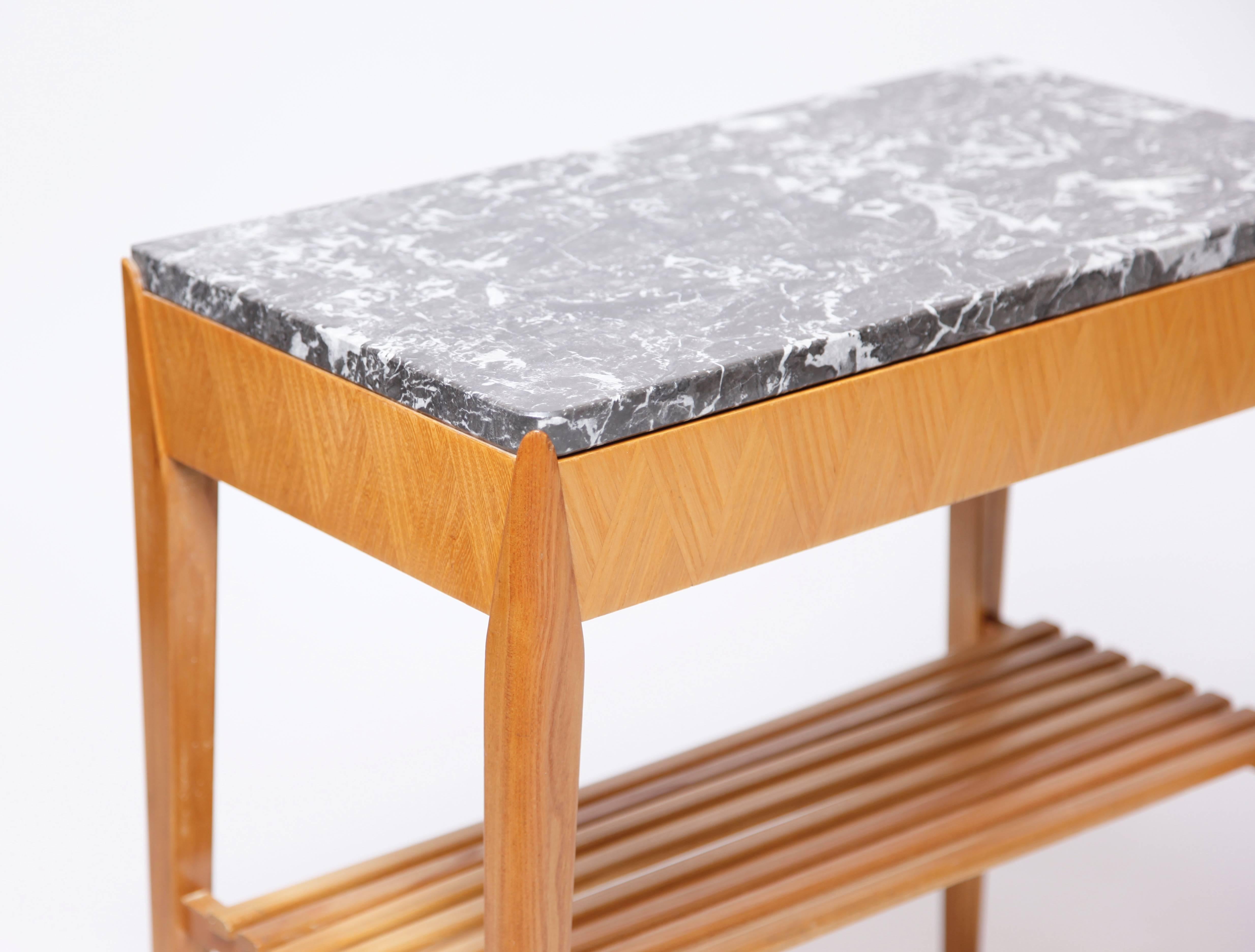 Scandinavian Modern Swedish 1950s Marble-Top Side Table