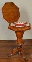 Victorian Burr Walnut Trumpet Shaped Needlework Table