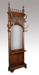 Victorian Gothic Oak Hall Stand