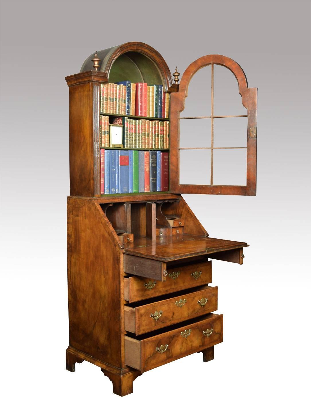 Queen Anne Queen Ann Walnut Bureau Bookcase