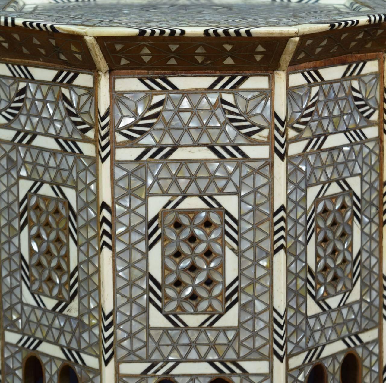 Islamic Mother-of-pearl Bone and Silver Inlaid Table